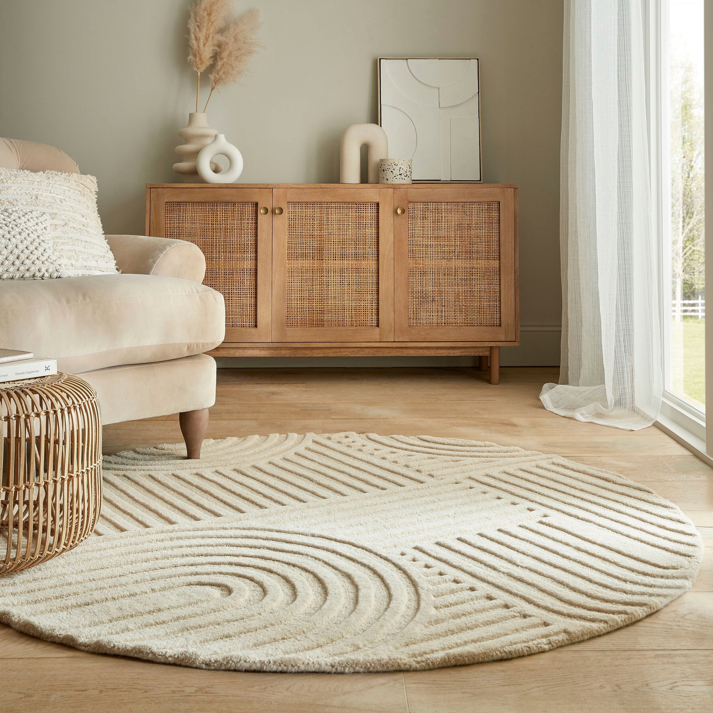 FLAIR RUGS Wollteppich »Zen Garden«, 10 mm Höhe, 100% Wolle, Hoch-Tief-Effe günstig online kaufen