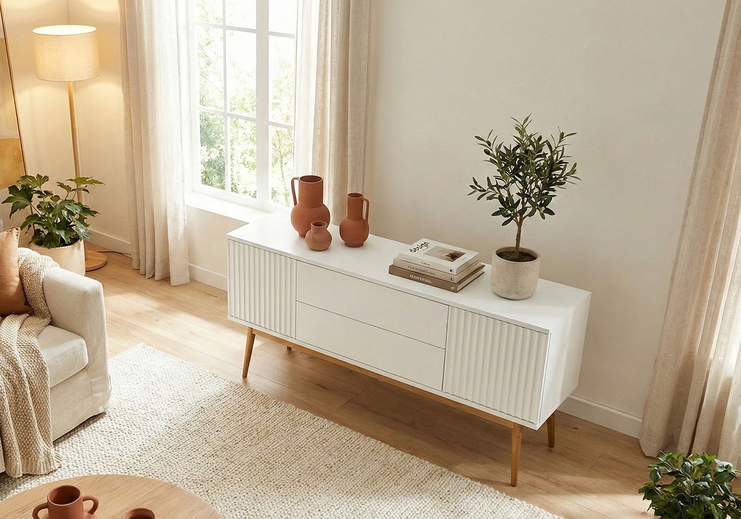 Jahnke Sideboard »GRACE SB 150« Sideboard, 2 Türen & 2 Schubladen, Skandi-Design, Breite: 150 cm