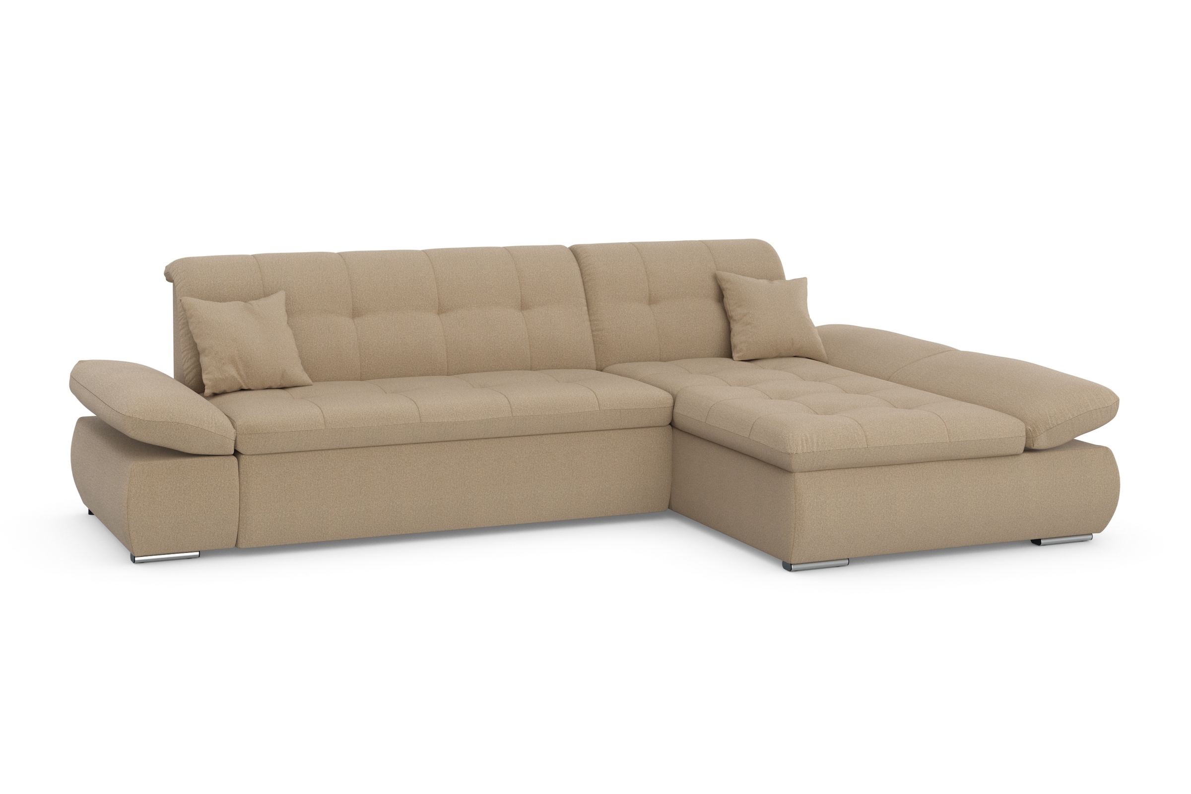 DOMO collection Ecksofa »Moric, L-Form, XXL-Sofa - Breite 300cm«, wahlweise mit Bettfunktion und Armteilverstellung, cappucino