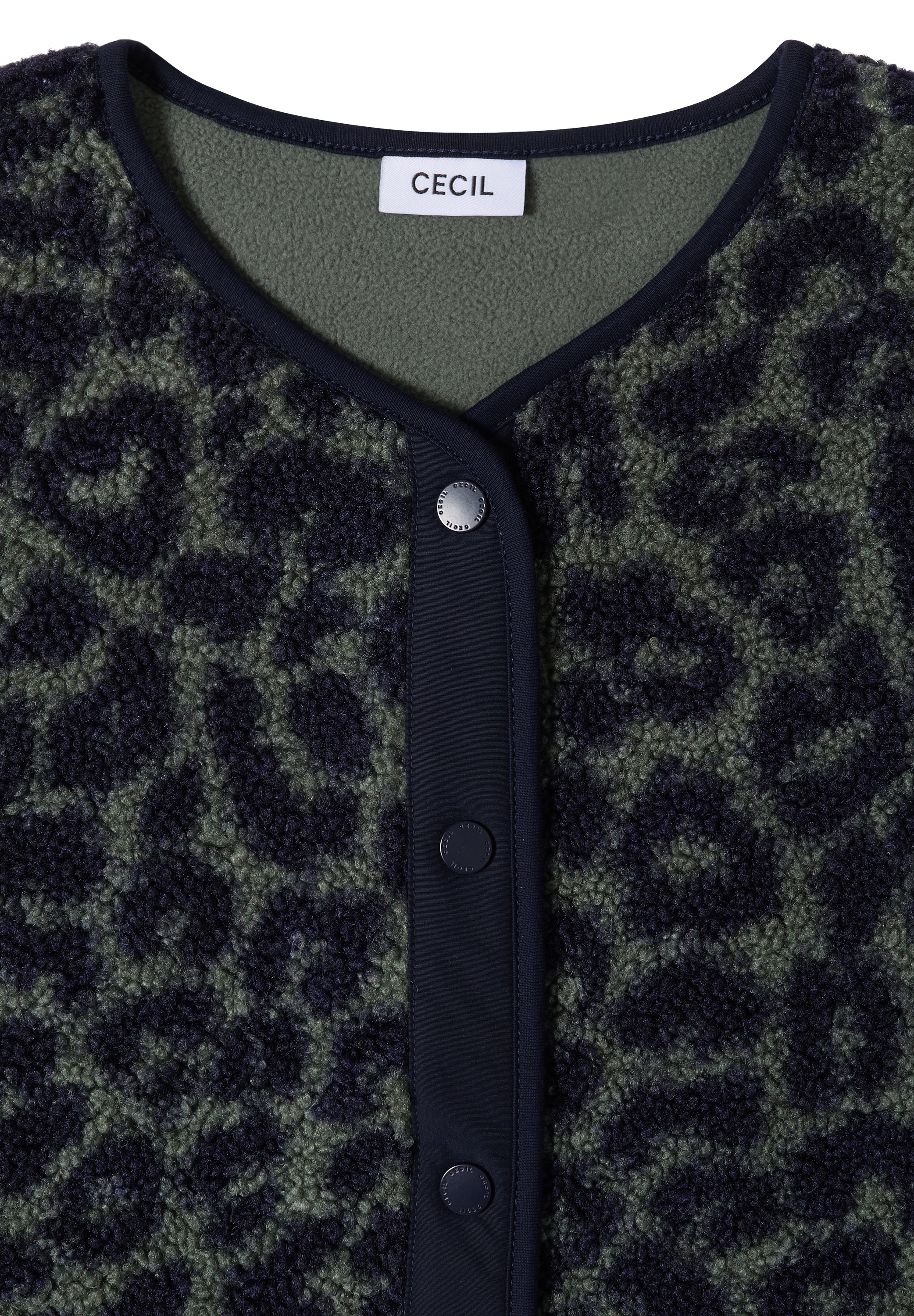 Cecil Fleeceweste Teddy-Weste mit Softshelldetails und Leo-Muster