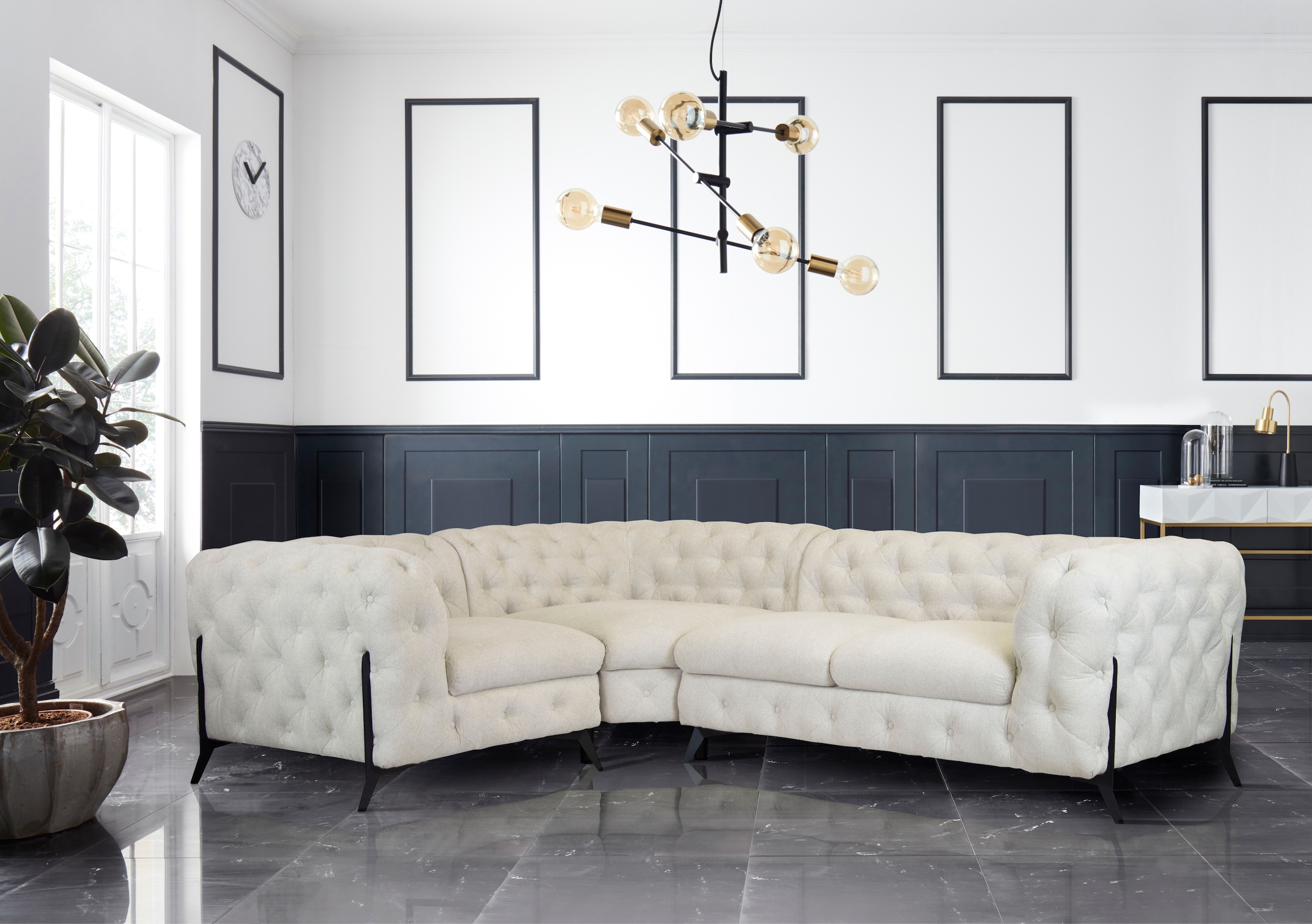 Home affaire Chesterfield-Sofa »Amaury L-Form« moderne Chersterfield-Optik, günstig online kaufen