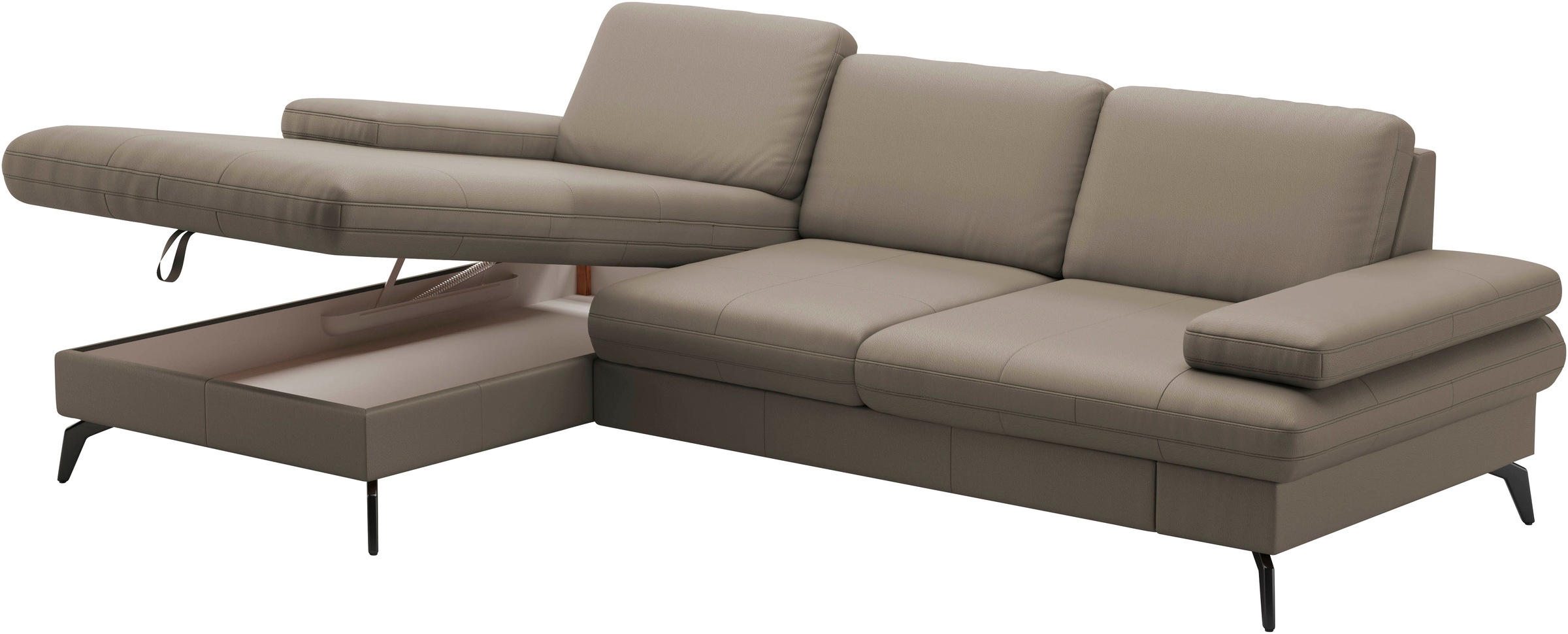 sit&more Ecksofa »Morris L-Form, inkl. Sitztiefenverstellung«, wahlweise mit Armteilverstellung, Bettfunktion & Bettkasten