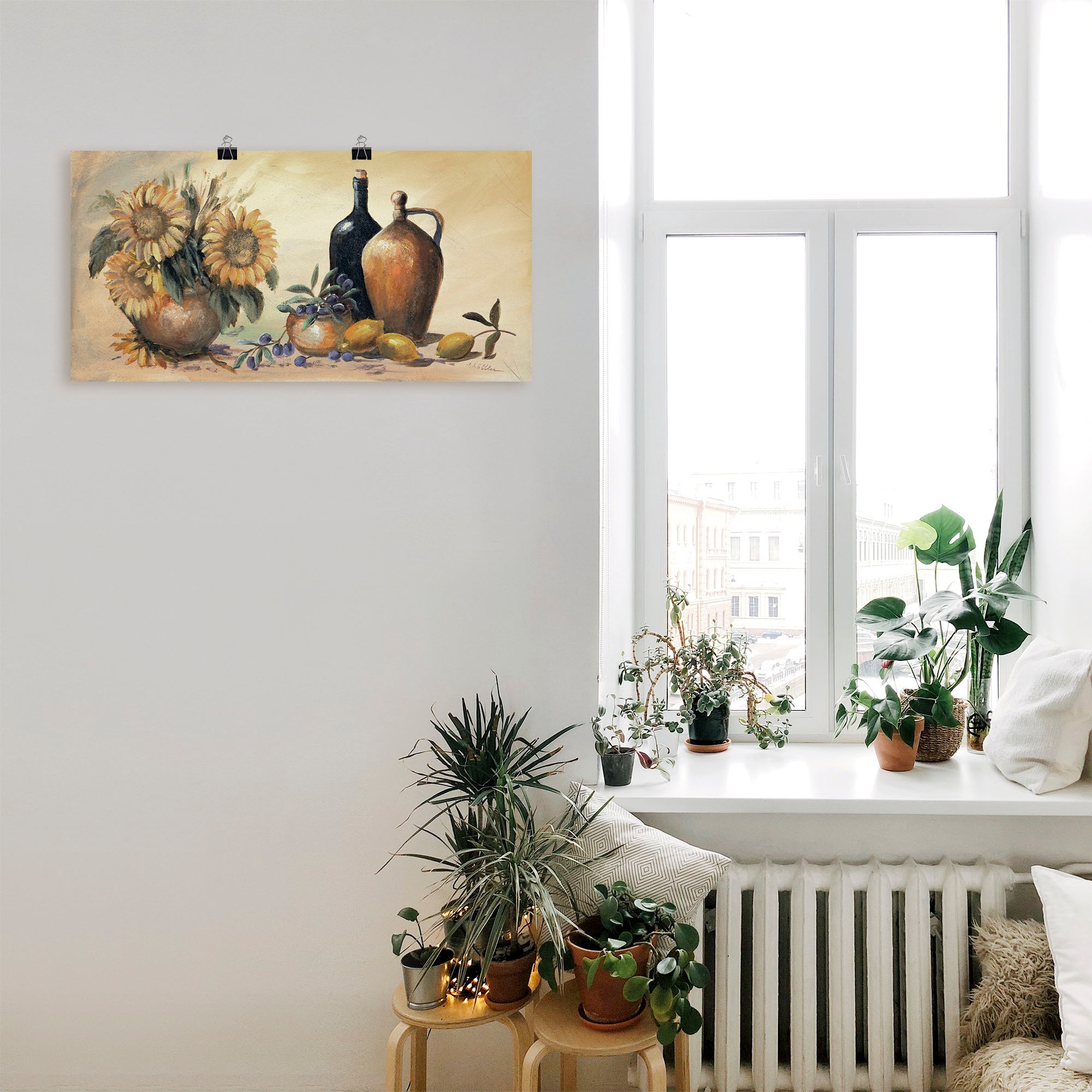 Artland Wandbild »Stillleben mit Sonnenblumen«, Vasen & Töpfe, (1 St.), als Leinwandbild, Poster, Wandaufkleber in verschied. Größen