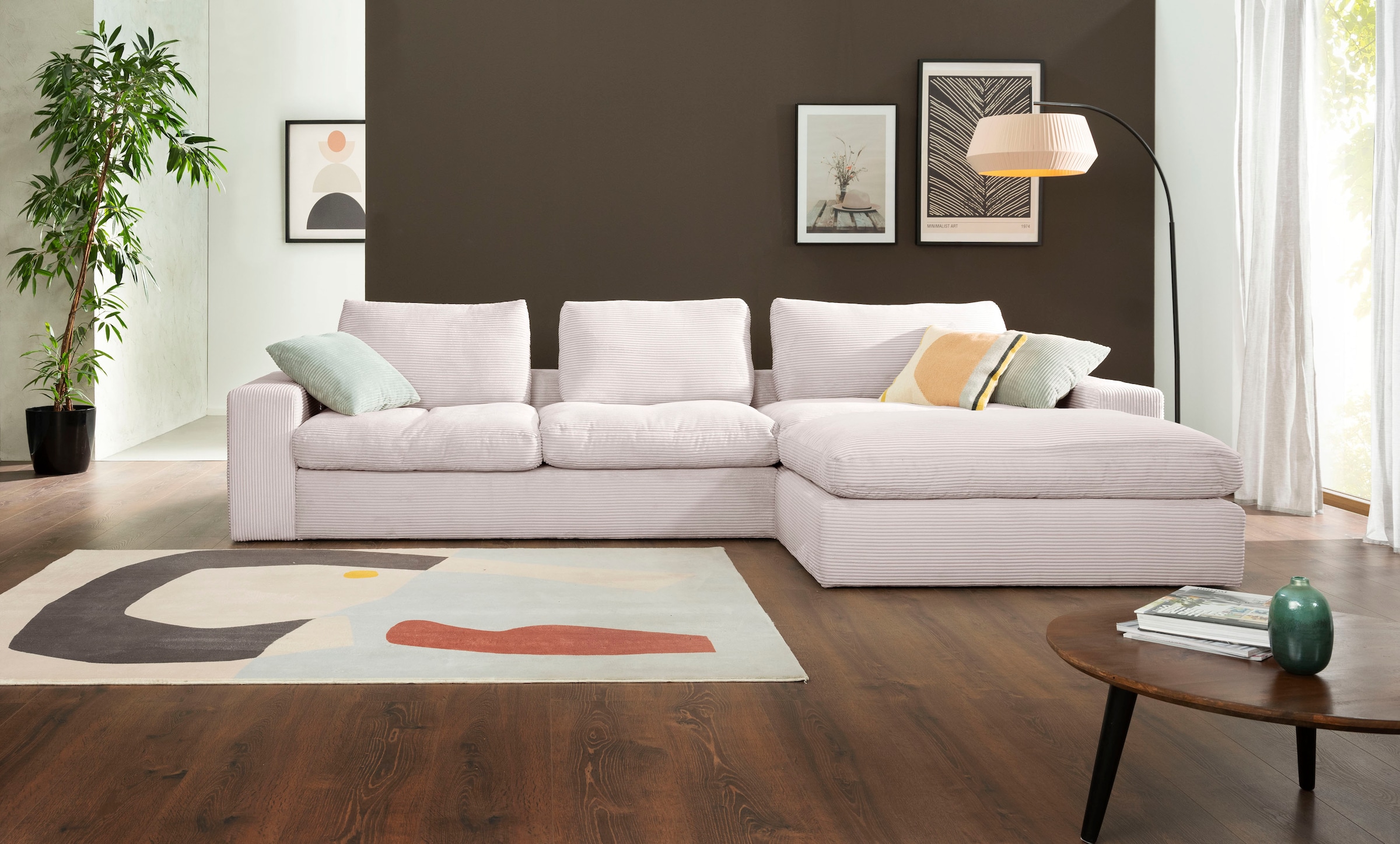alina Ecksofa »Sandy«, mit losen Sitz und Rückenkissen, in modernem Cordstoff