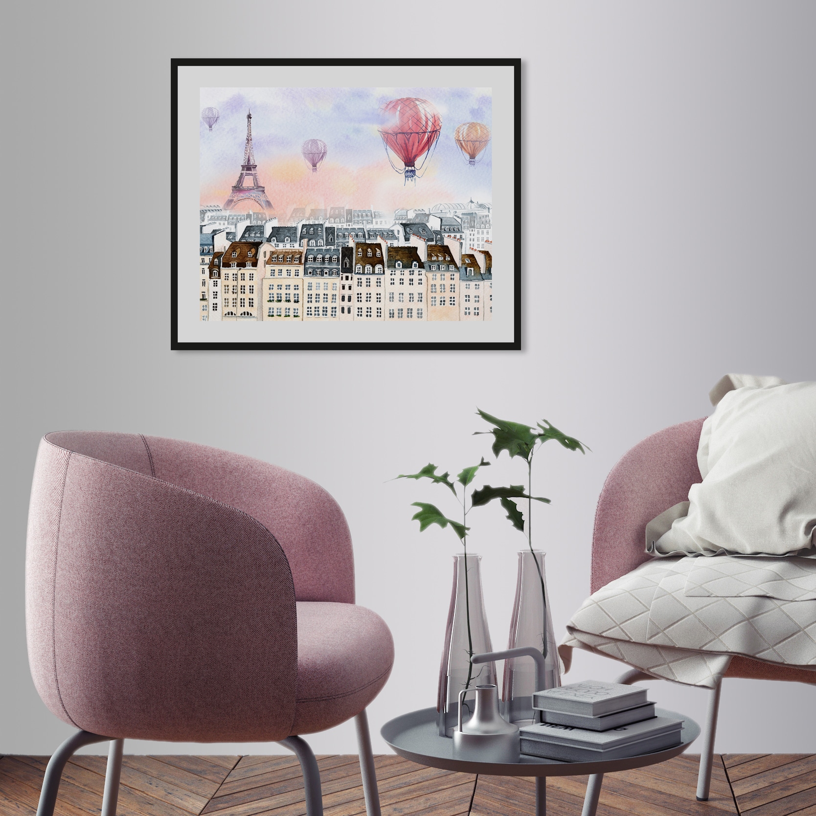 queence Bild »Heißluftballon«, Städte, Paris, gerahmt, Heißluftballon, Stad günstig online kaufen