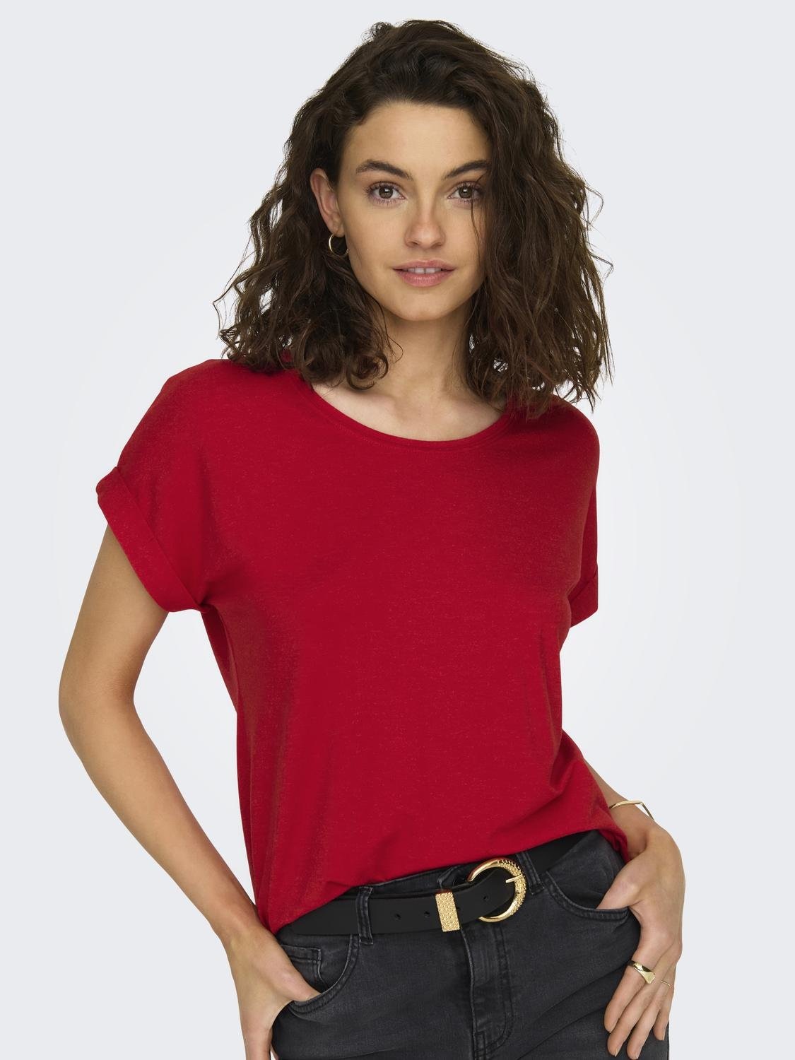 ONLY T-Shirt »ONLMOSTER S/S O-NECK TOP NOOS JRS«, mit Aufschlag am Arm