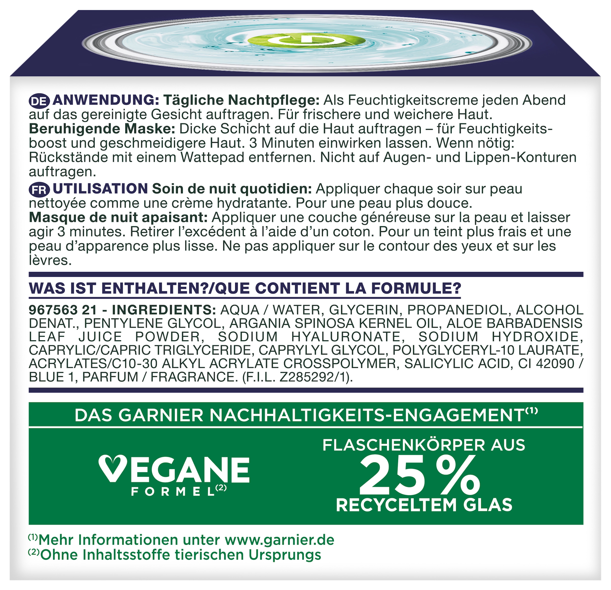 GARNIER Nachtcreme »Garnier Hyaluron Barrier Repair Gel-Creme Nachtpflege«