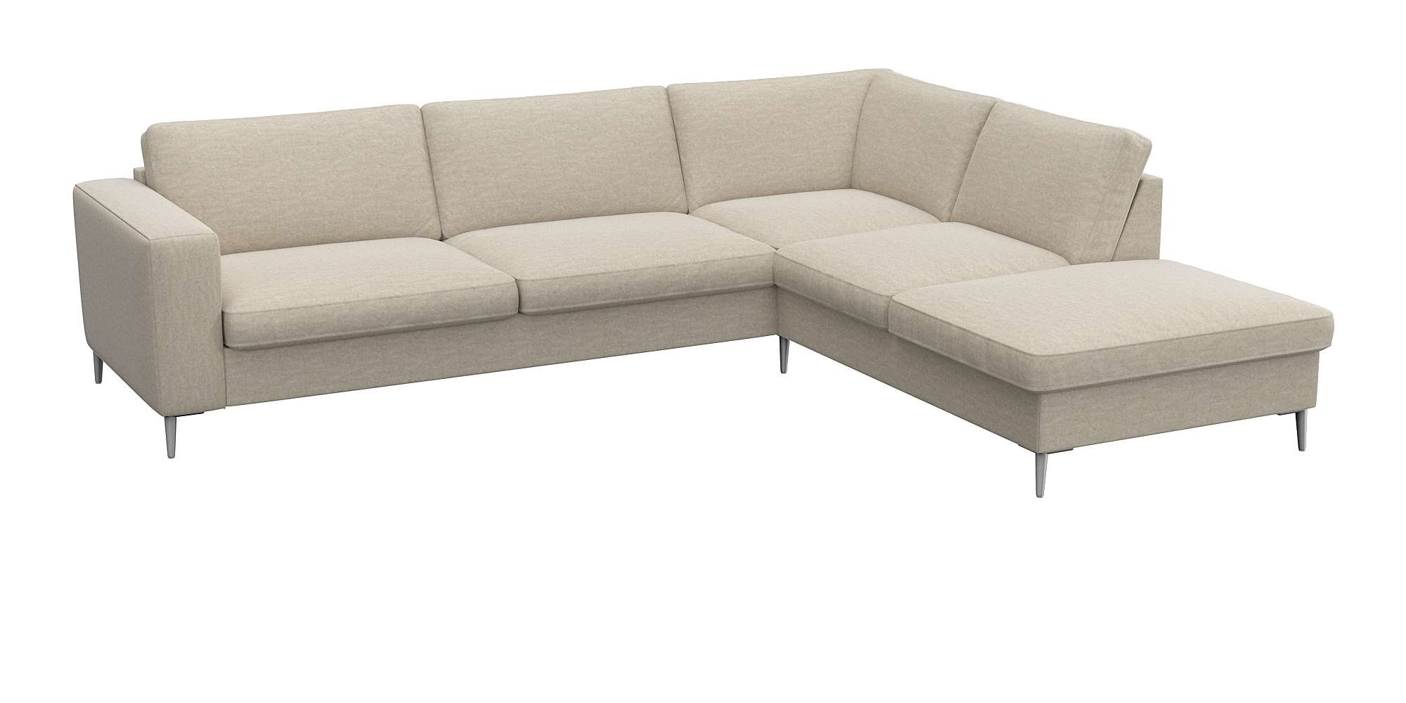 FLEXLUX Ecksofa »Fiore, super Sitzkomfort durch Kaltschaum im Sitz, L-Form«, breite Armlehnen, Füße Alu