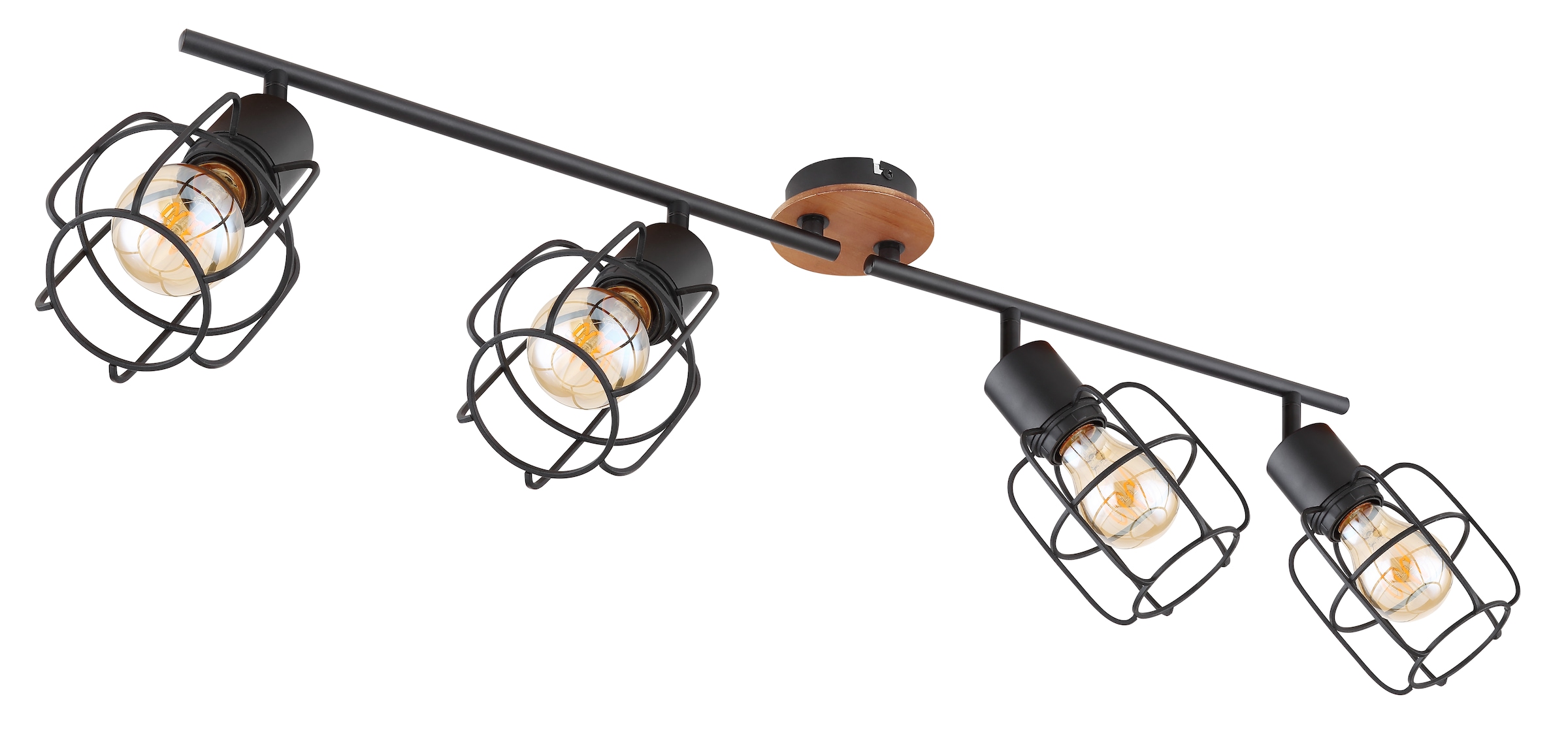 GLOBO LIGHTING Deckenstrahler »WILLA«, Leuchtmittel E27 | ohne Leuchtmittel, Deckenspot/Holz/schwarz/beweglich/Flur/Wohnzimmer/Schlafzimmer