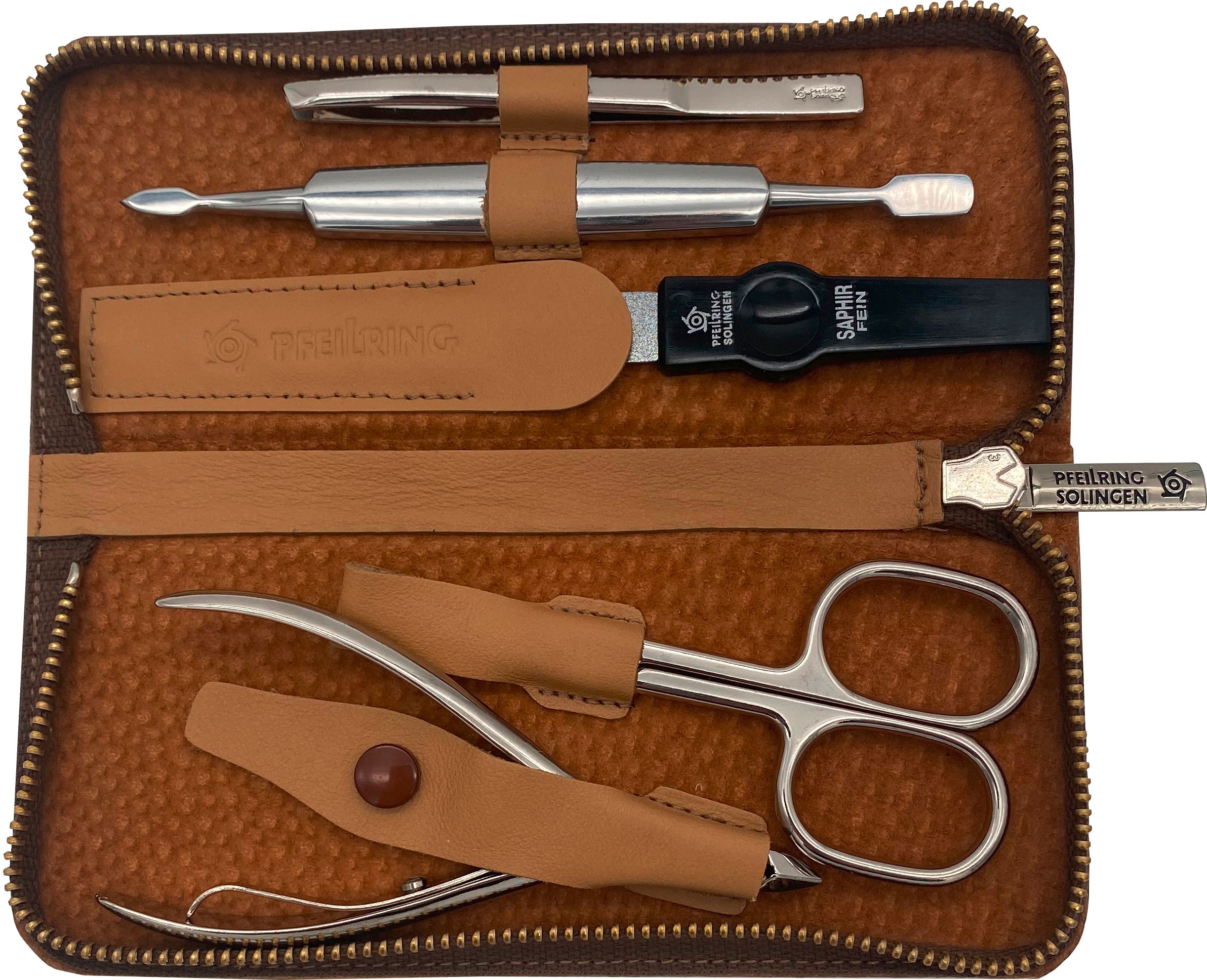 PFEILRING Maniküre-Etui Reißverschlussetui Nappaleder