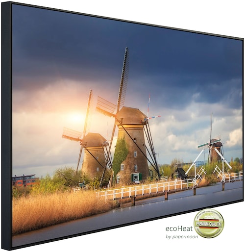 Papermoon Infrarotheizung »Windmühlen Kinderdijk Sonnenuntergang«, sehr ang günstig online kaufen