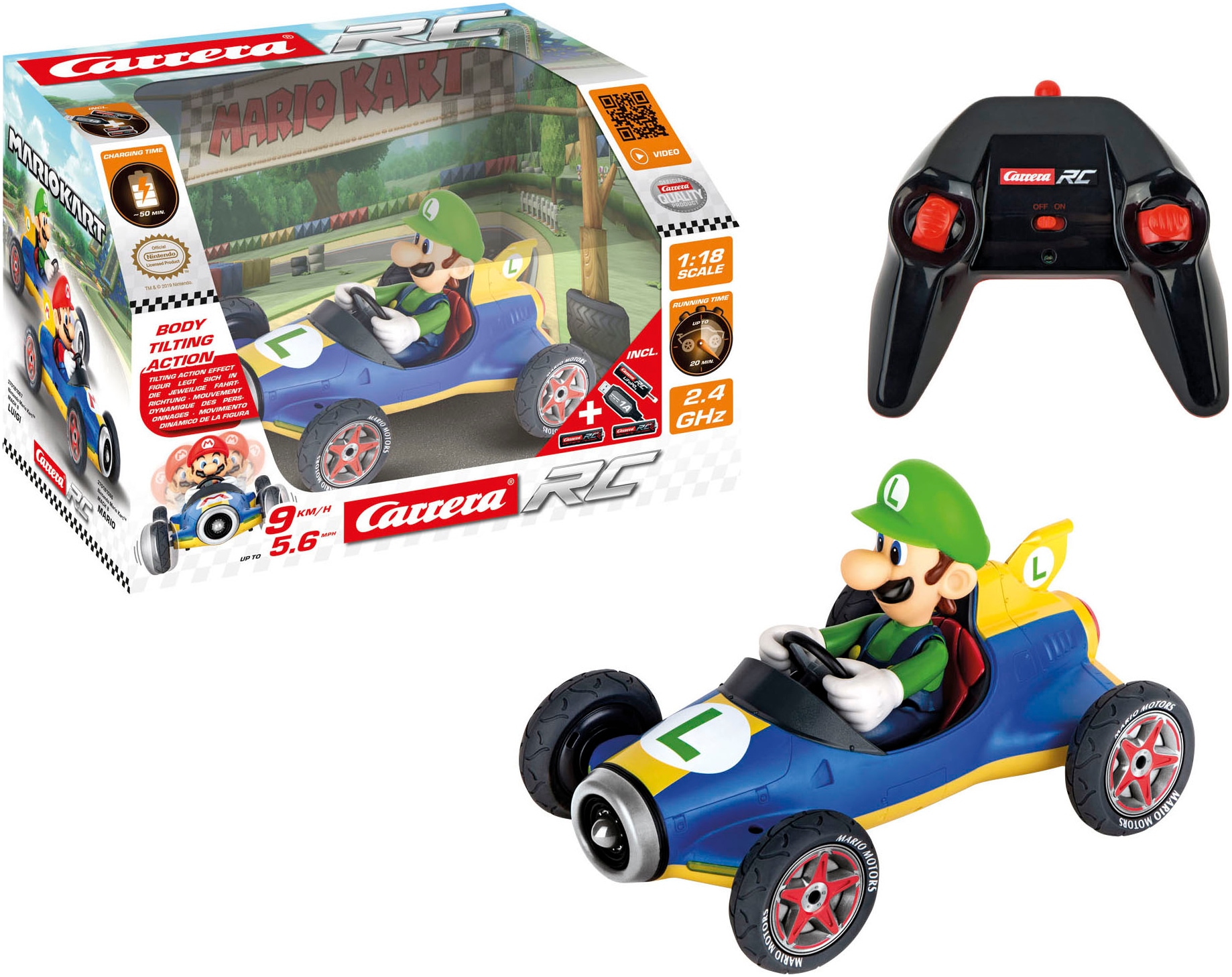 Carrera® RC-Auto »Carrera® RC Mario Kart™ - Mach 8, Luigi, 2,4GHz«