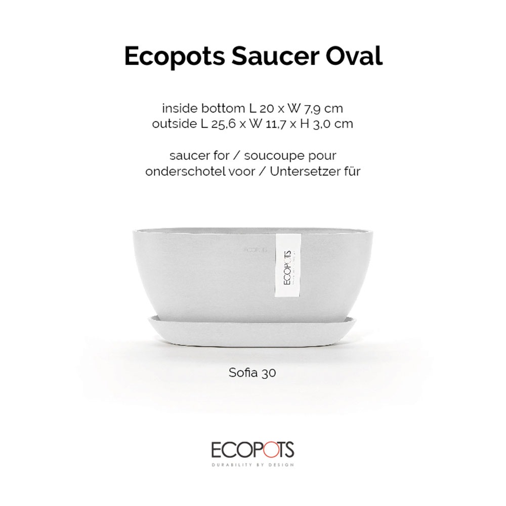 ECOPOTS Topfuntersetzer »Oval Weiß« für innen und außen: frostsicher, bruchsicher und lichtbeständig