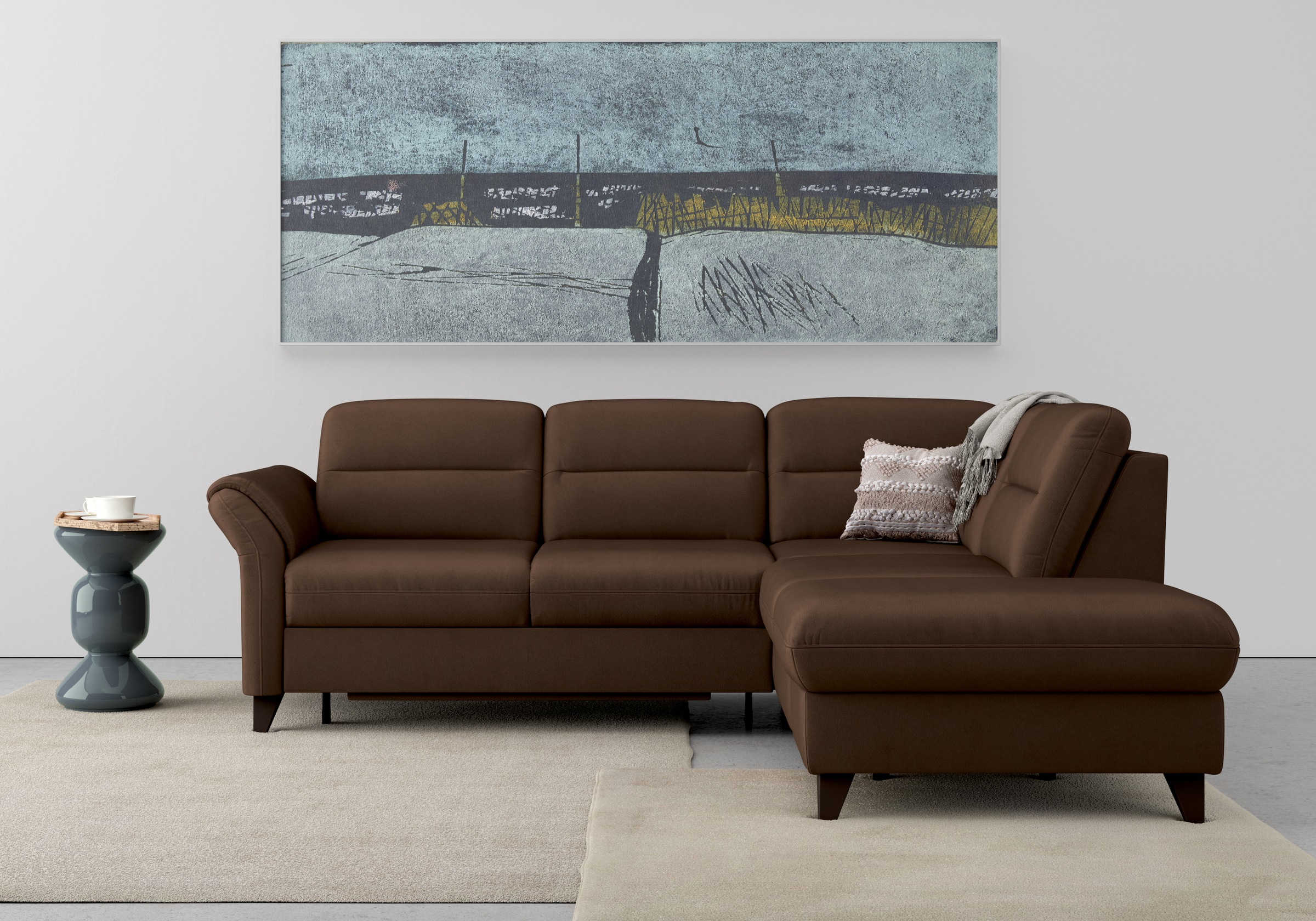 sit&more Ecksofa »Mellum L-Form«, Federkern, wahlweise mit Bettfunktion, Stauraum und Armteilfunktion