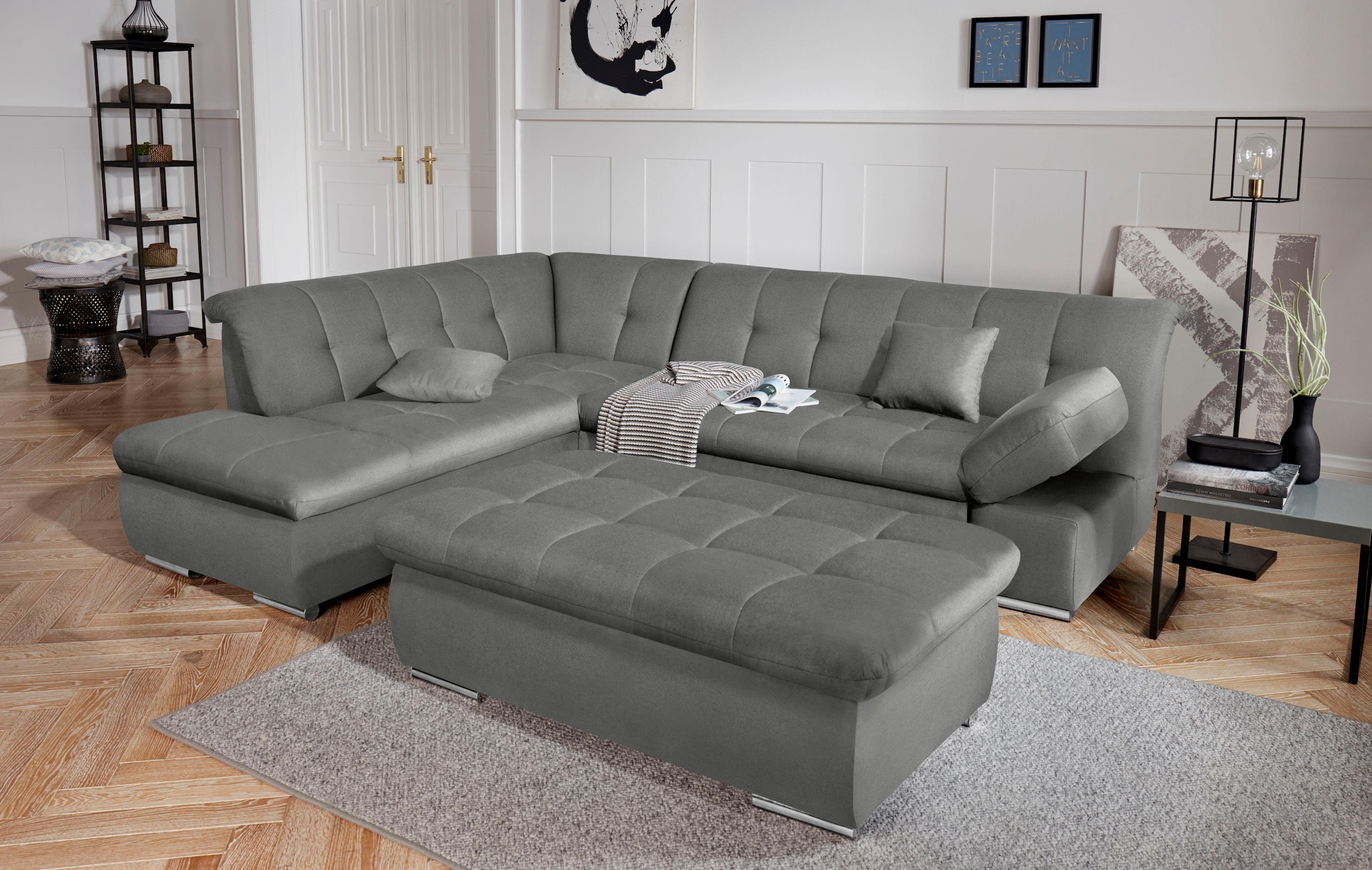 DOMO collection Ecksofa »Mona L-Form« wahlweise mit Bett- und Armlehnfunktion