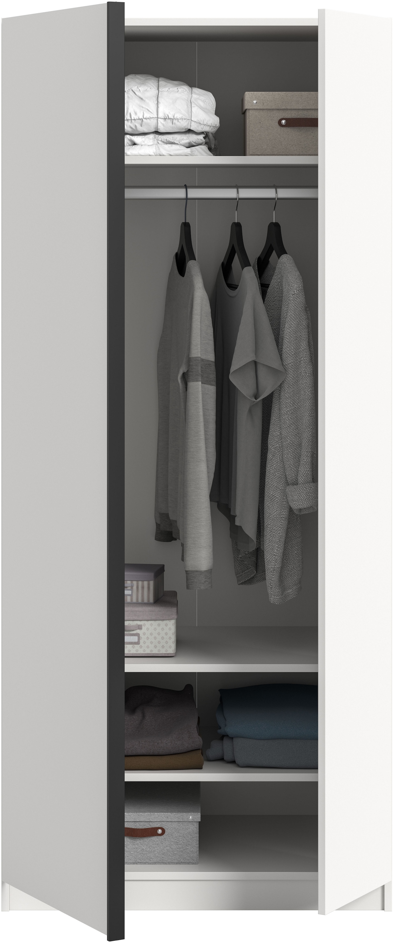 Home affaire Kleiderschrank »BENDINGO, TOPSELLER!, Schlafzimmerschrank, Schrank, Garderobenschrank« OTTO BESTSELLER, Garderobe & Schlafzimmer,  Breite 80cm, weiß, 2-türig, inkl. 1 Kleiderstange und 3 Ablageboden