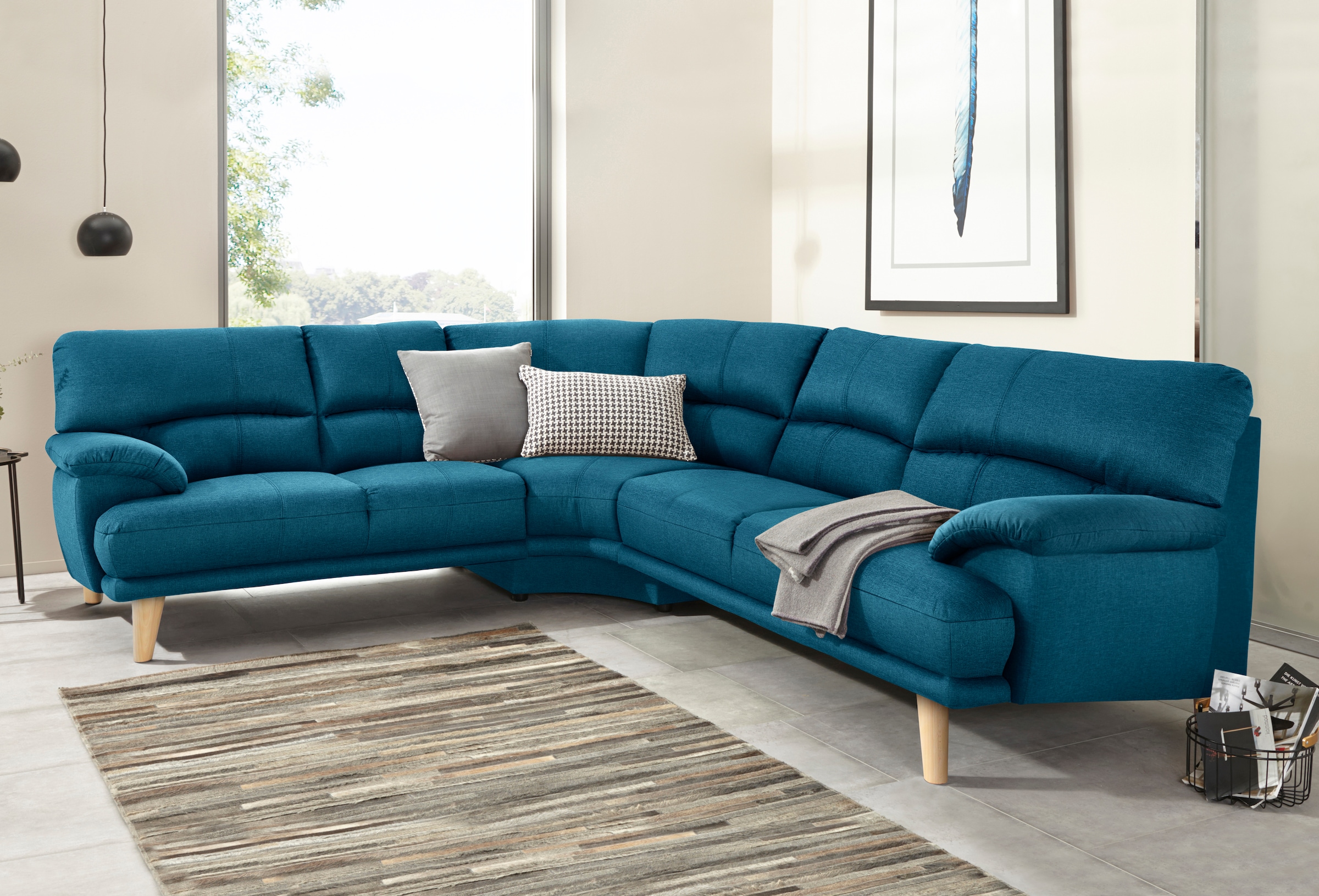 TRENDMANUFAKTUR Polsterecke »Cecilia, italienisches Designsprache, modern und komfortabel, L-Form,«, toller Sitzkomfort und bequeme Armlehnen