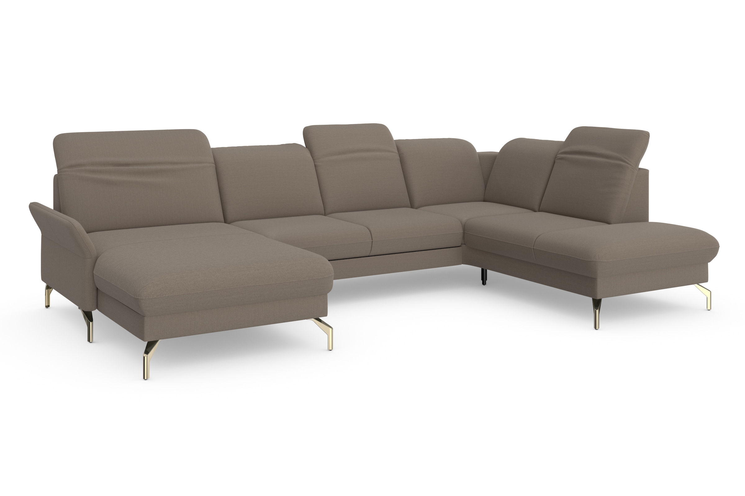 sit&more Wohnlandschaft »Fashion U-Form«, wahlweise mit Kopfteilverstellung, Vorziehsitz, motorisch, Nickelfüße