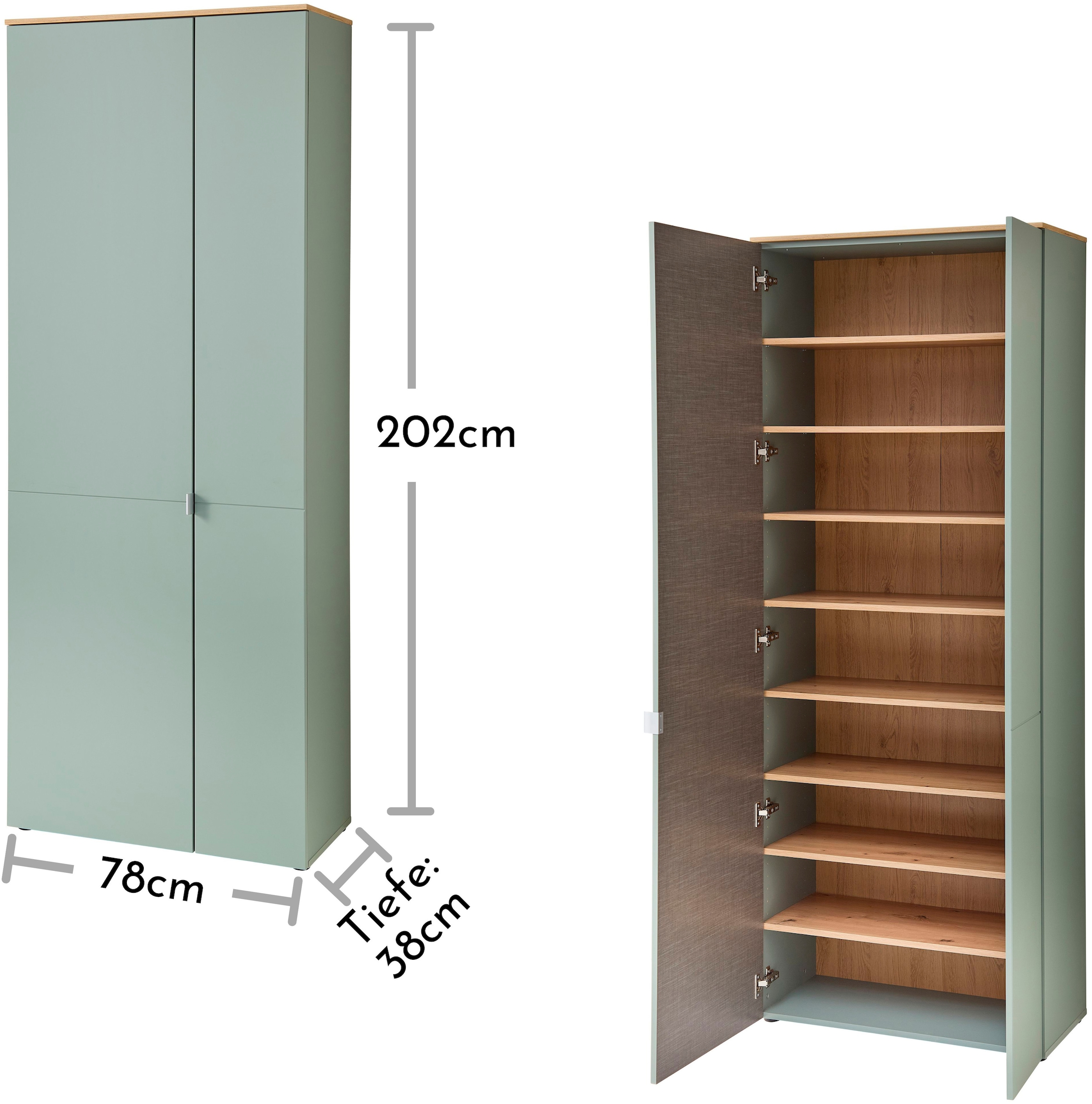Innostyle Schuhschrank »Bari Schuhschrank, BxHxT 78x202x38 cm«, (1 St.), 2 türig, 9 Fächer, Softclose, ABS Kantenschutz