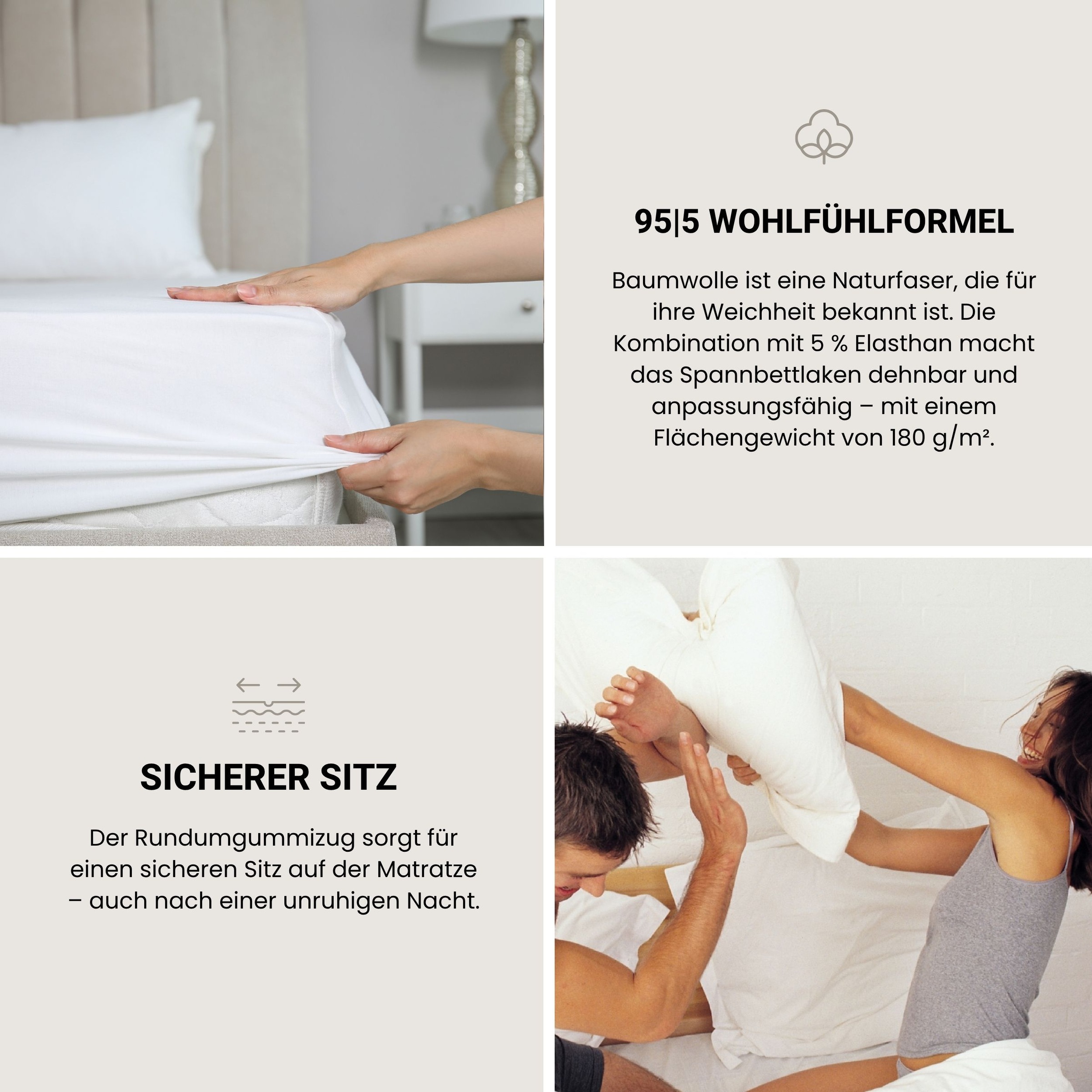 Schiesser Spannbettlaken »Flexi aus 95% Baumwolle und 5% Elastahan in Premium-Qualität« für hohe Matratzen und Boxspringbetten geeignet, Made in Green