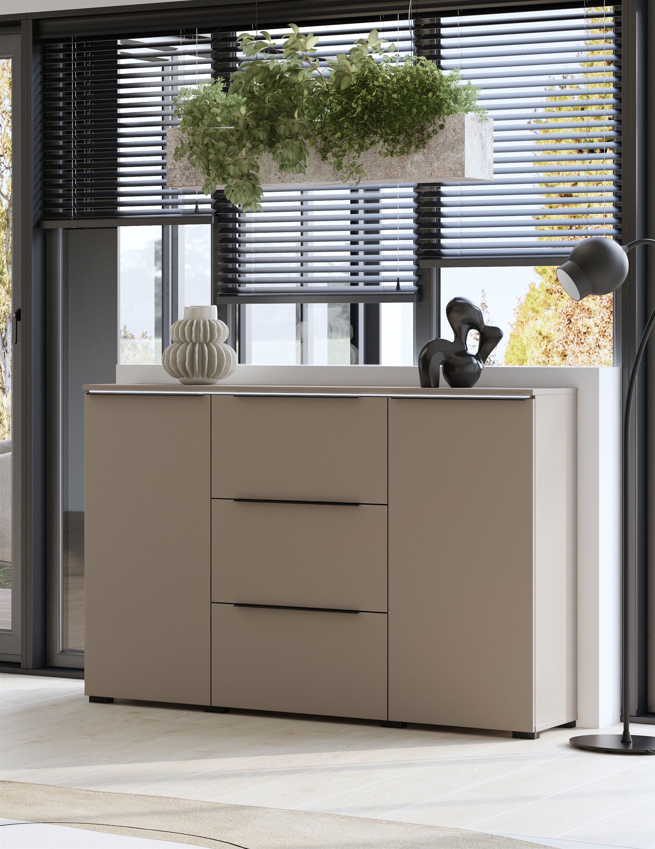 INOSIGN Sideboard »Tana, Breite 132 cm, moderne Kommode 3 SK,2 Trg«, Schubladenschrank,Anrichte mit viel Stauraum, Einlegeböden verstellbar
