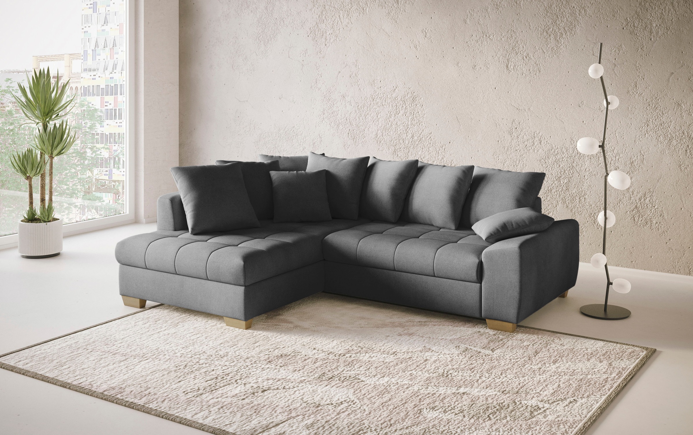 Mr. Couch Ecksofa »Nikita II, L-Form, bis 140kg pro Sitzplatz belastbar«, mit Kaltschaumpolsterung, wahlweise mit Bett und Bettkasten