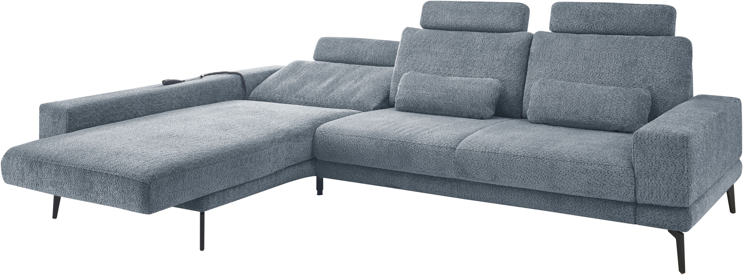 set one by Musterring Ecksofa »SO 3600, inkl motor. Sitztiefenverstellung, Kopfstützen, Nierenkissen«, Sitzhöhe 42 cm, Kaltschaum, Breite 293 x Tiefe 180 cm, Kama blue