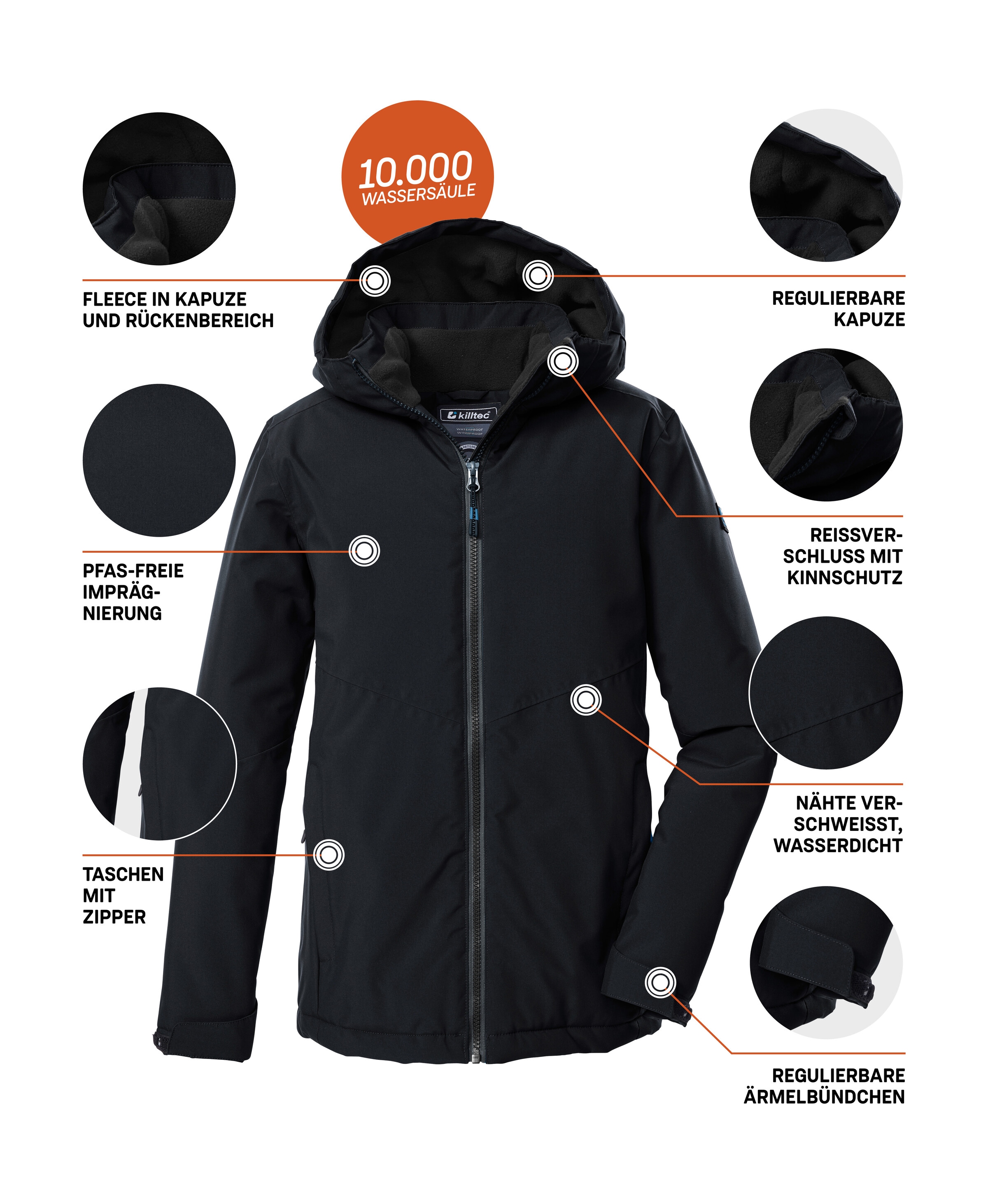 Killtec Funktionsjacke »KOW 221 BYS JCKT« Wind- und wasserdichte Kinderjacke mit verstellbarer Kapuze