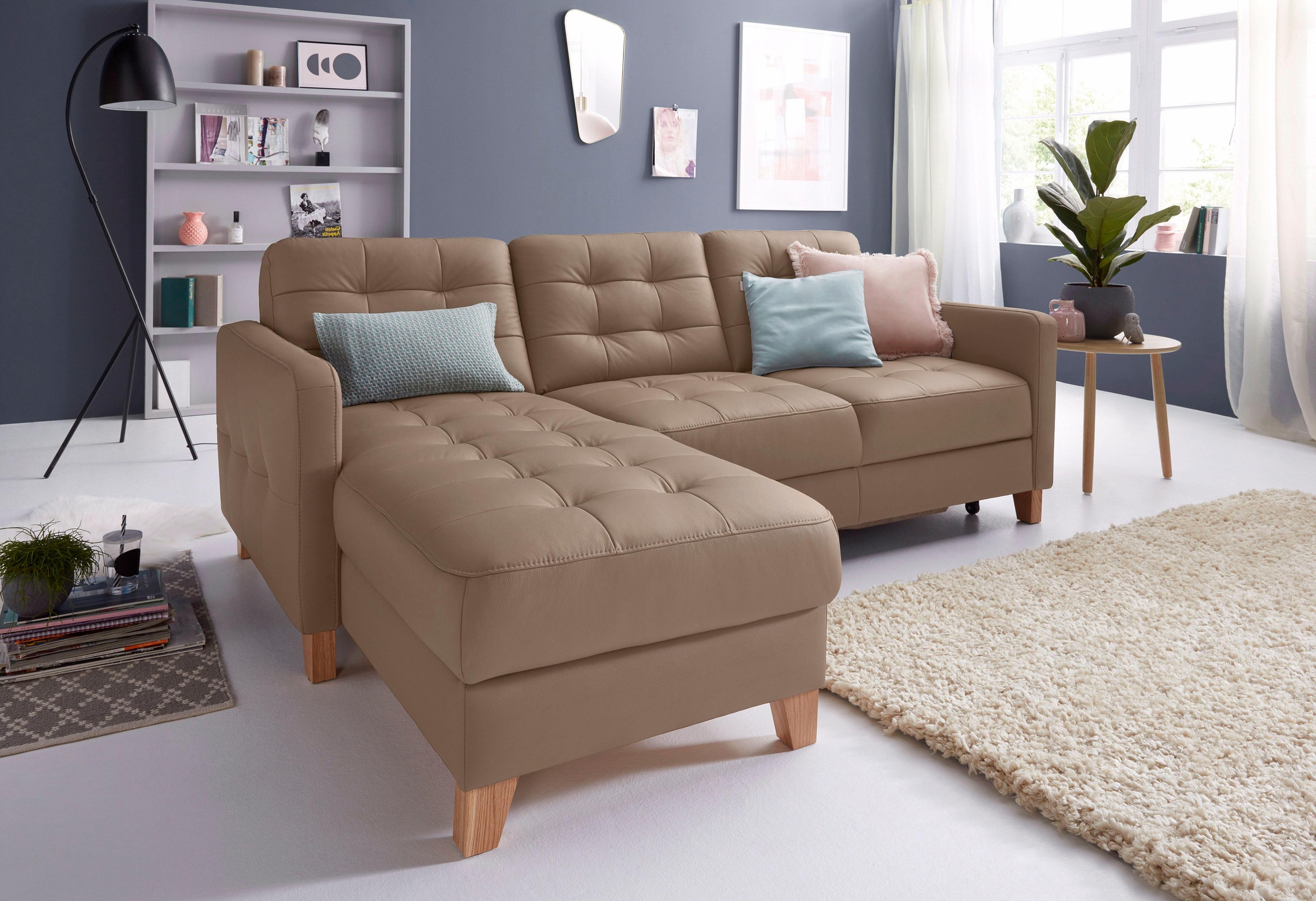 exxpo - sofa fashion Ecksofa »Elio, kompakt und komfortabel, bequem und zeitloses Design, L-Form«, wahlweise mit Bettfunktion