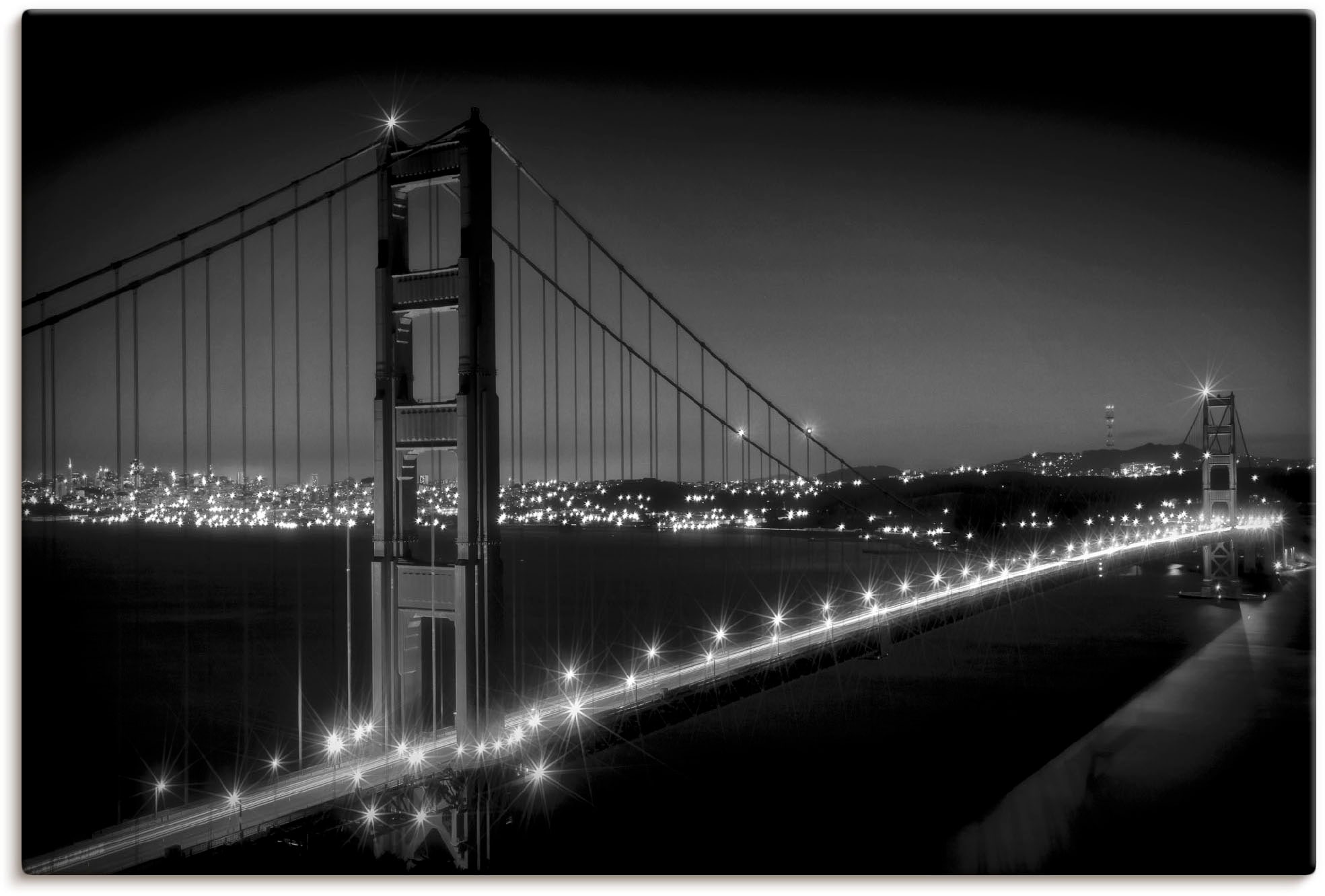Artland Wandbild »Golden Gate Bridge Francisco, Wandaufkleber versch. in Poster Leinwandbild, online oder als bestellen am (1 Abend«, San Größen Alubild, St.)