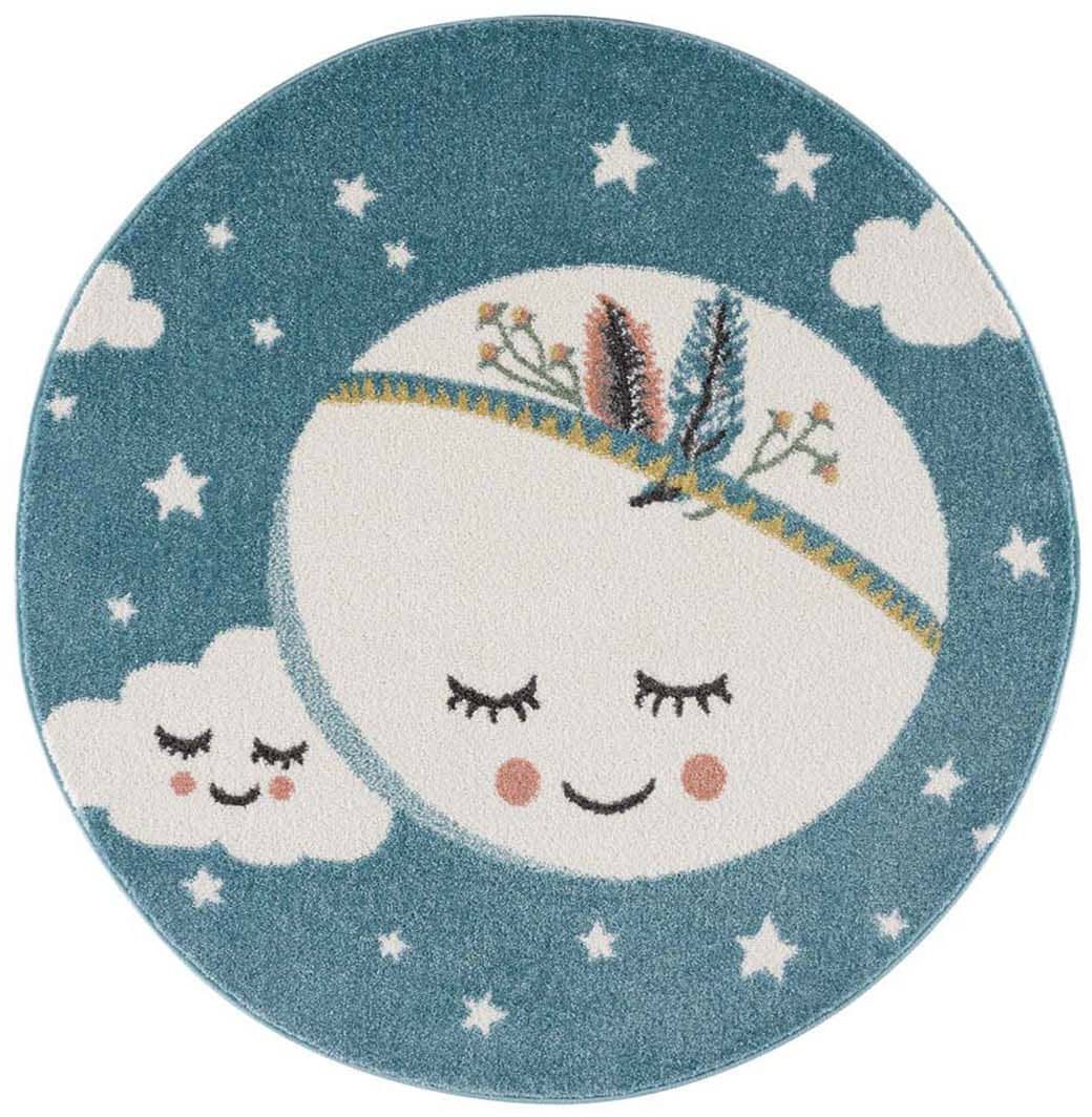 Carpet City Kinderteppich »Anime9383«, rund, Sternen-Teppich mit Mond, Weicher Flor, Pflegeleicht, Kinderzimmer