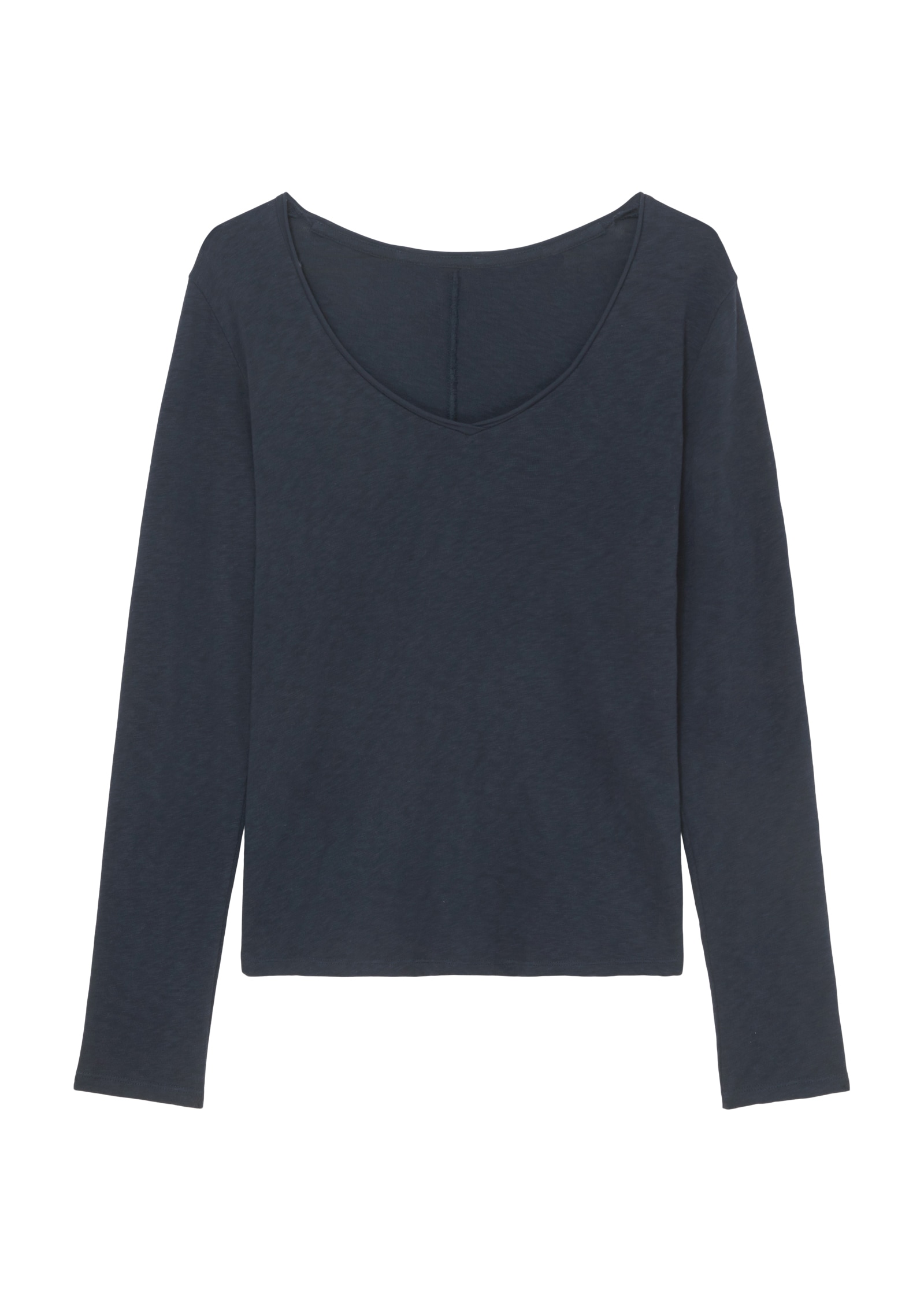 Marc O'Polo DENIM Langarmshirt mit Rollkante am V-Ausschnitt