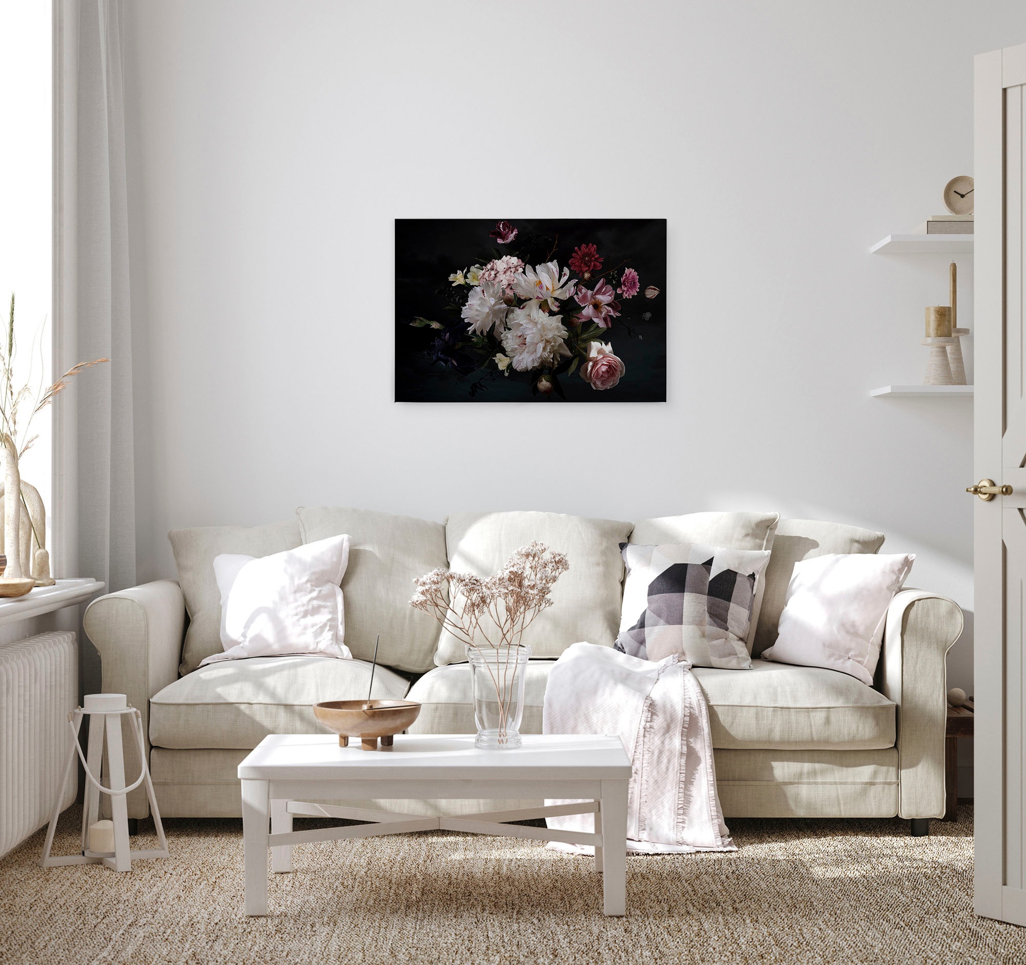A.S. Création Leinwandbild »Blunch Of Flowers«, Kunst-Blumen-Kinder, (1 St.), Romantische Blumen, Rosen Keilrahmen Leinwand-Bild Wohnzimmer modern