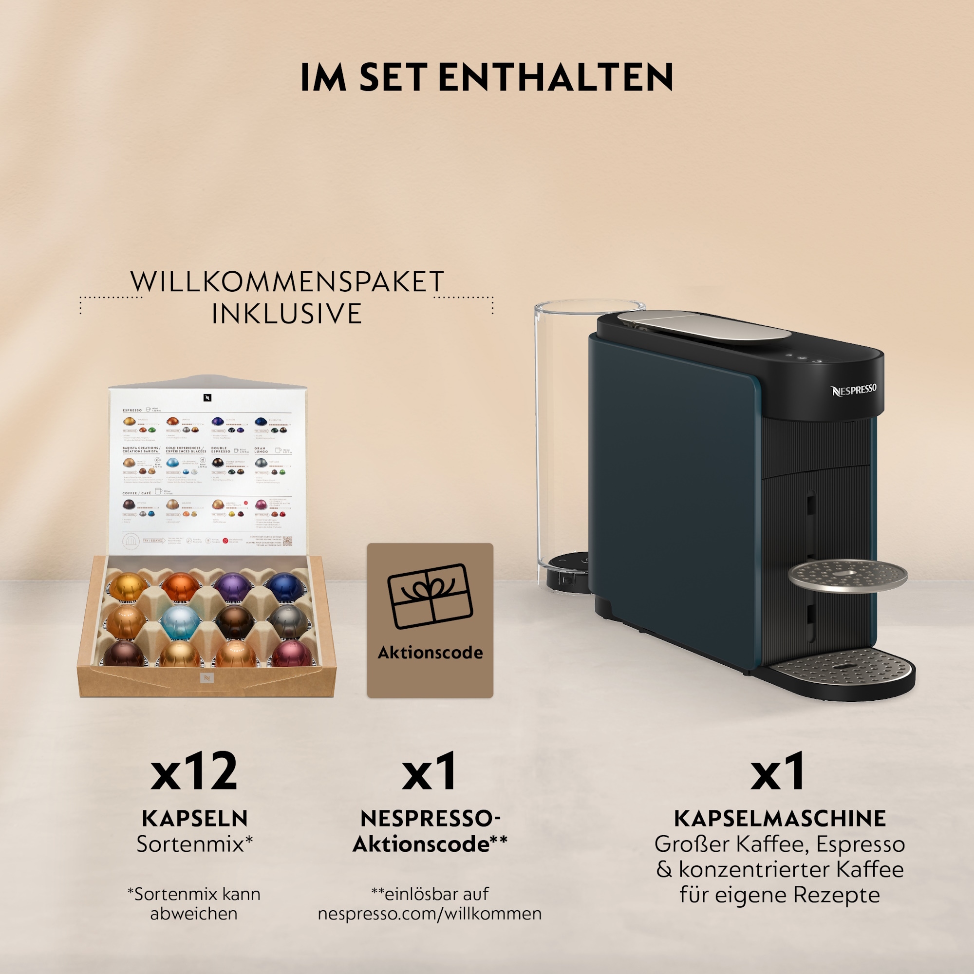 Nespresso Kapselmaschine »Vertuo Up« schlankes Design, Coffee Creations Modus, Auto-Off, 1,4 l Wassertank