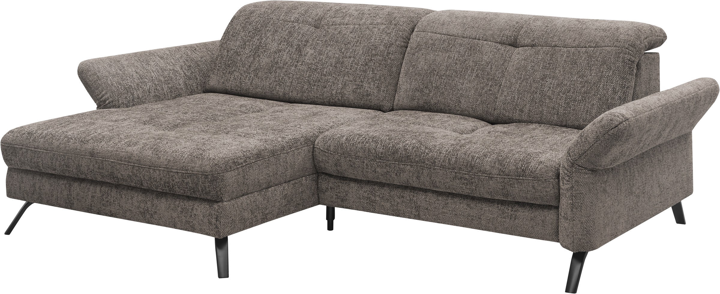 set one by Musterring Ecksofa »SO 4400 V«, wahlweise mit motorischer Bettfunktion & Kopfverstellung, Fuß schwarz