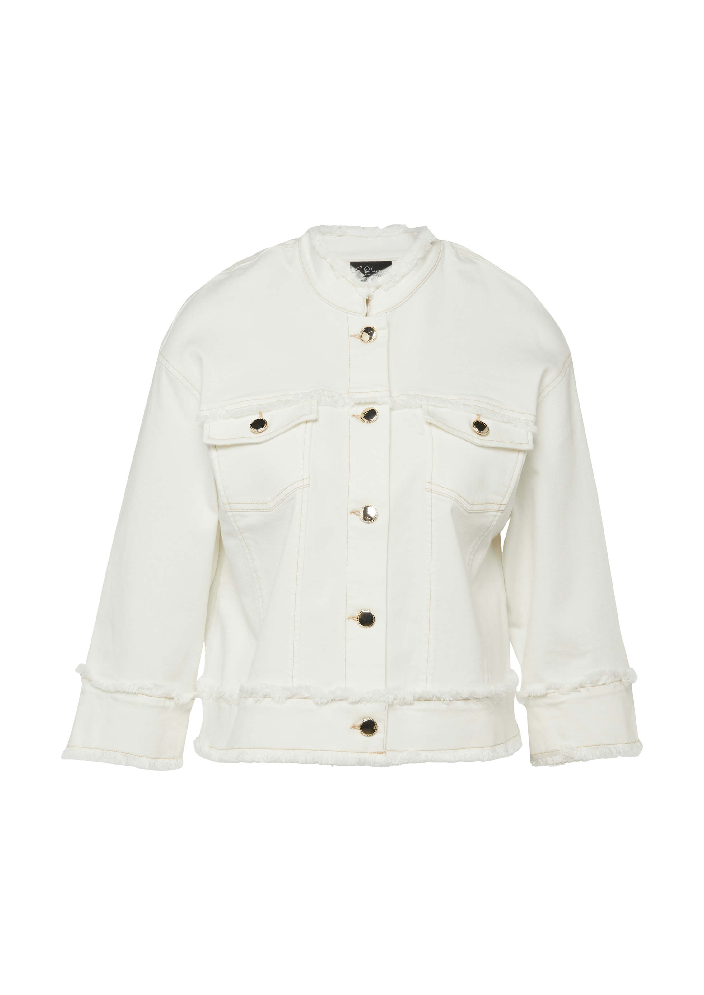 s.Oliver BLACK LABEL Kurzblazer 3/4-Arm mit Fransen und goldener Knopfleiste