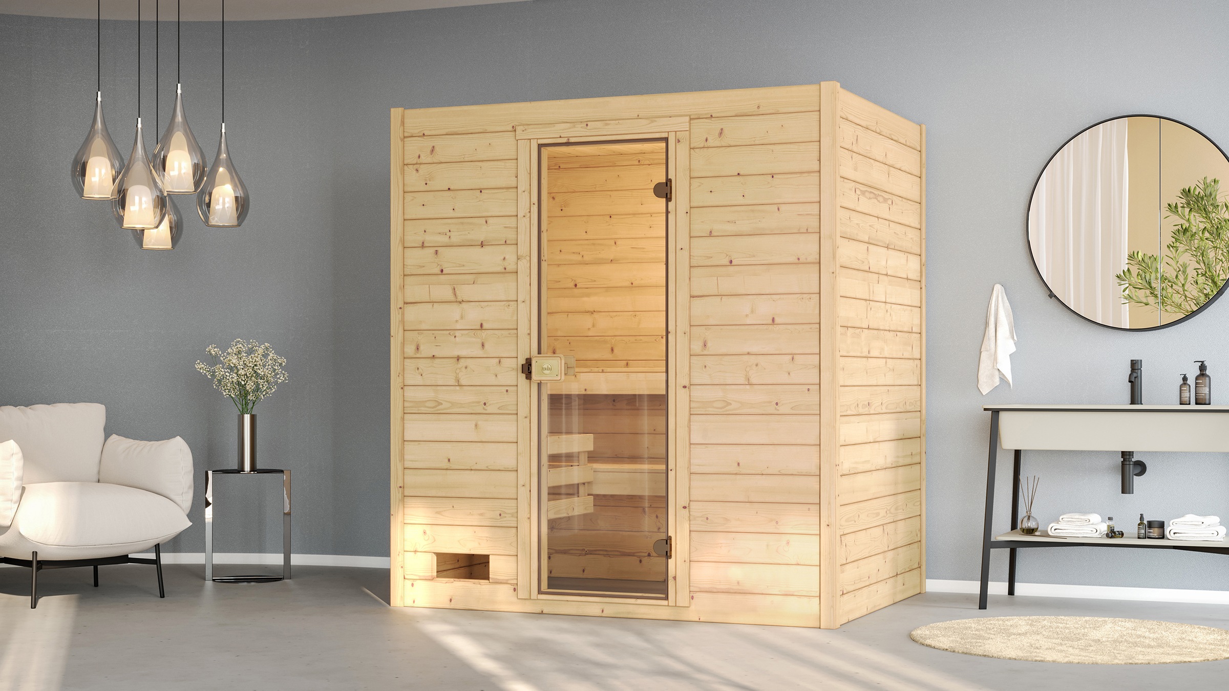 weka Sauna »Massivholzsauna VALIDA 2« Blockbohlen, moderne Ganzglastür günstig online kaufen