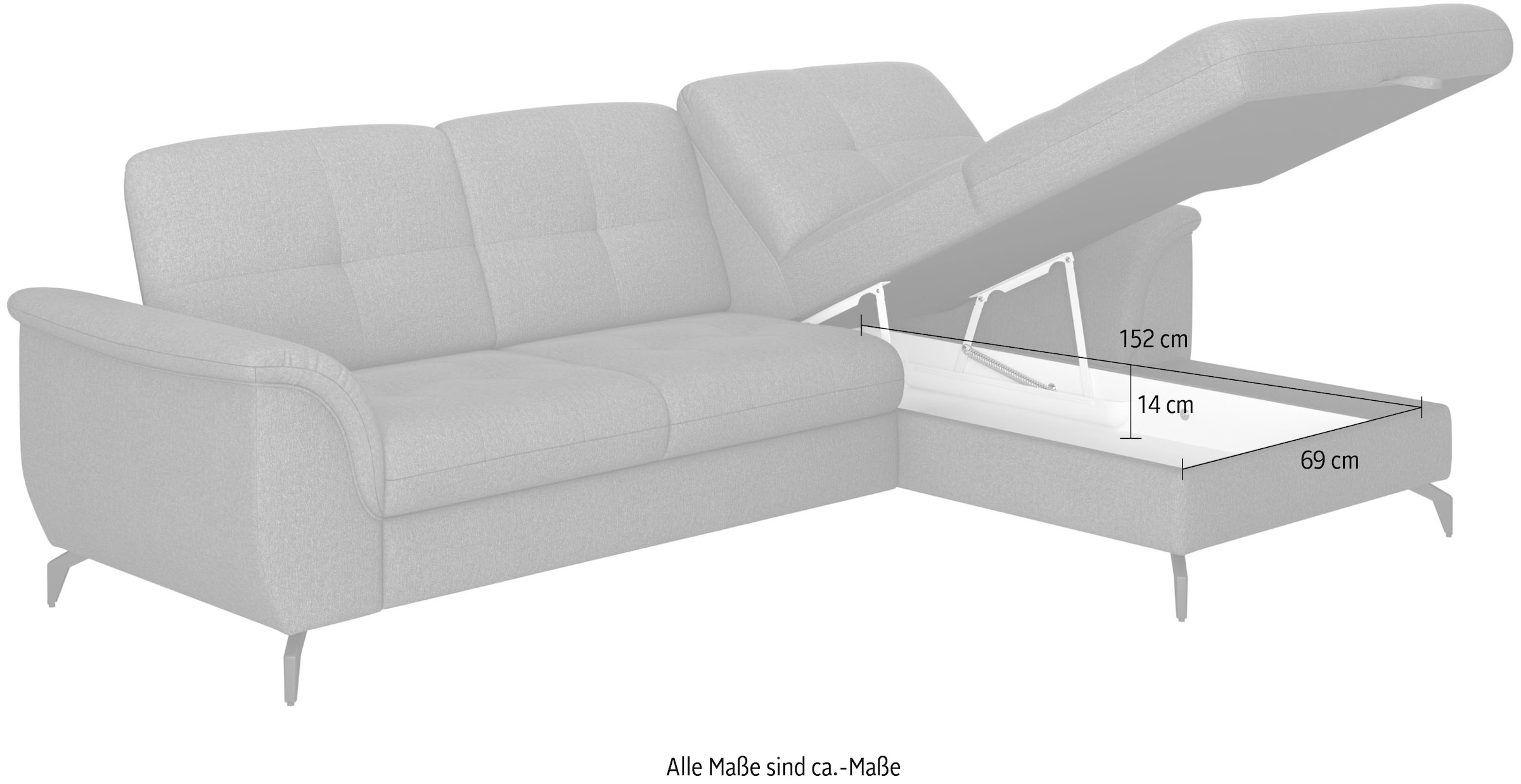 sit&more Ecksofa »Zora L-Form«, wahlweise mit Bettfunktion und Bettkasten