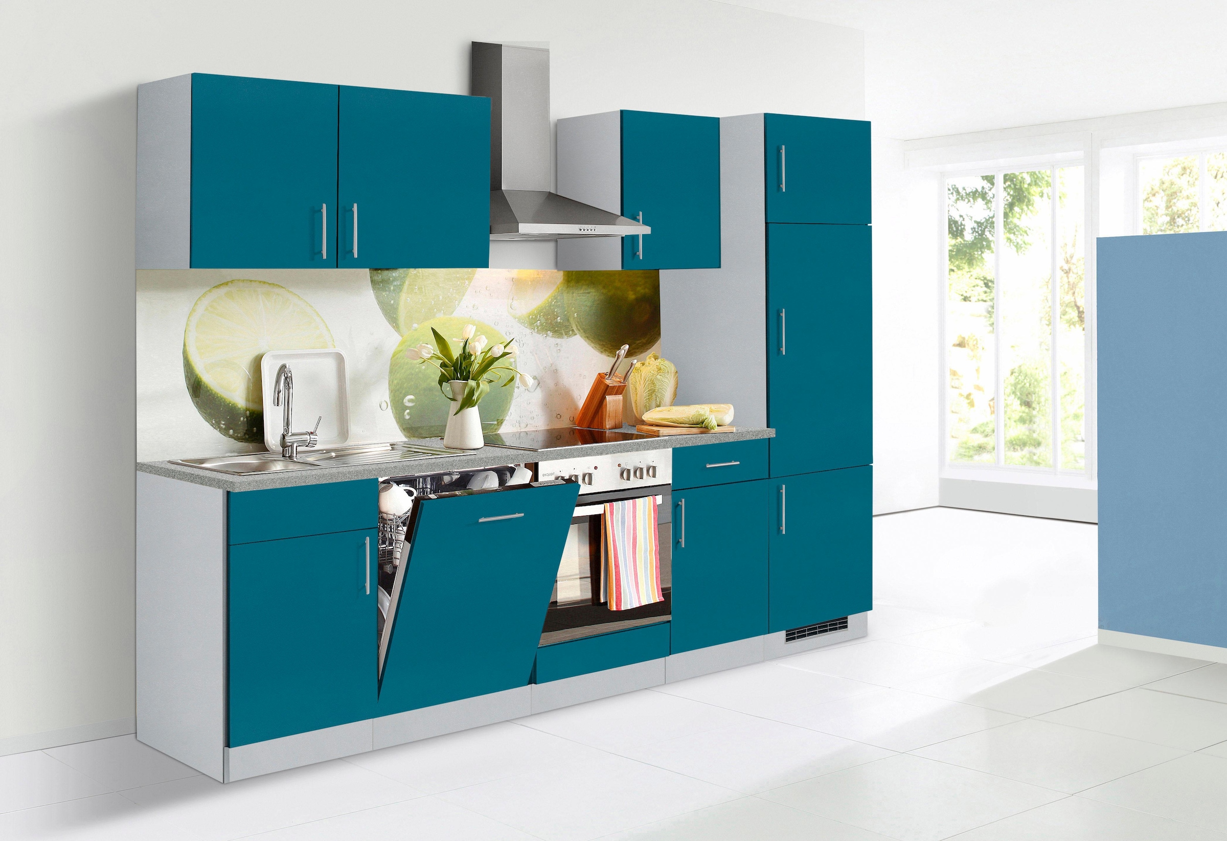 wiho Küchen Küchenzeile »Kiel«, mit E-Geräten, inkl. Geschirrspüler, Breite  280 cm auf Raten kaufen