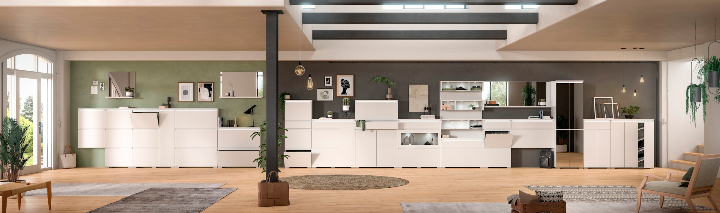 INOSIGN Schuhschrank »Skoskap, Tiefe 40 cm, 4 Türen, 9 Fächer, 7 verstellbare Einlegeböden«, Platz für ca. 27 Schuhpaare, Hochschrank, Spiegelschrank,Dielenschrank