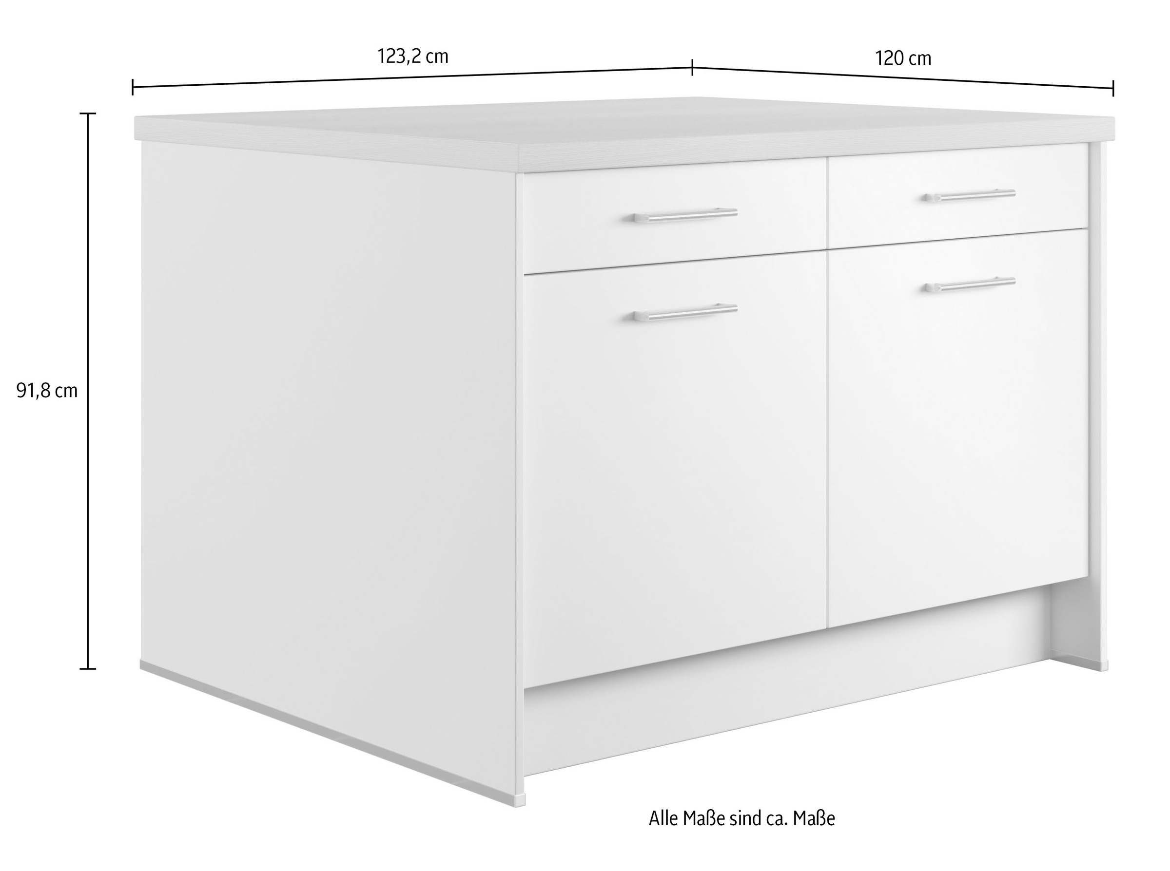 IMPULS KÜCHEN Kücheninsel »Kopenhagen, flexibel stellbar, Schubkästen mit Soft-Close« Set,  vormontiert, mit integriertem Sitzplatz auf einer Seite, Breite 123 cm