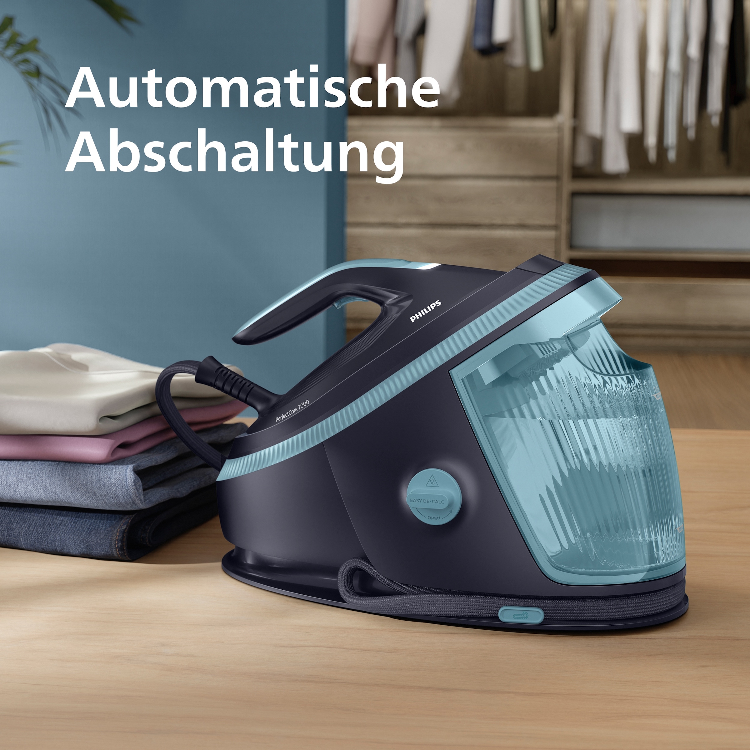 Philips Dampfbügelstation »PerfectCare 7000 Series PSG7200/20, Blau« 1,5 ml Wassertank 2.850 Watt, OptimalTemp & TurboPower-Dampfmotor, 600 gr Dampfstoß