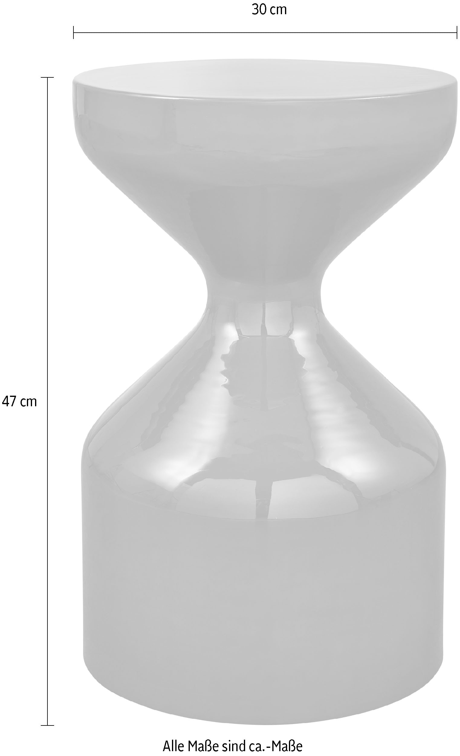 WOOOD Beistelltisch »Glanz Metall mit Hochglanz-Lackierung in spielerischer Form« H 47 x B 30 x T 30 cm, Tragkraft 25 kg, glänzend und reflektierend