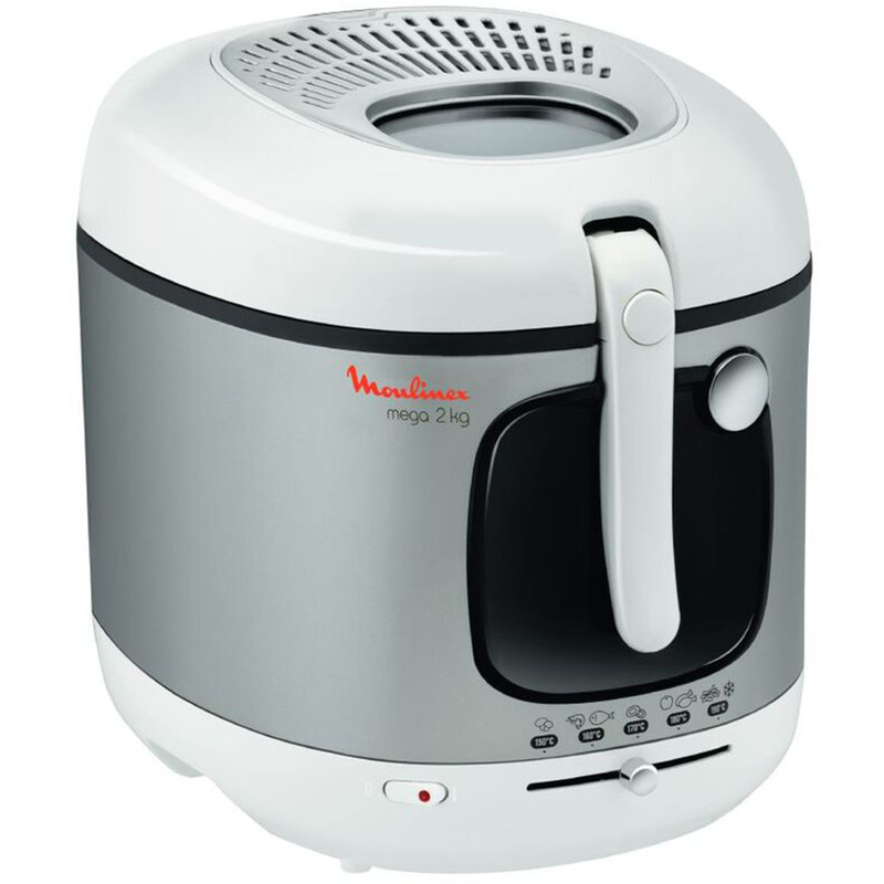 MOULINEX Fritteuse »Mega« 2100 W einstellbarer Thermostat, Kontrollleuchte, Fritteuse mit Öl, AM4800 weiß/edelstahlfarben