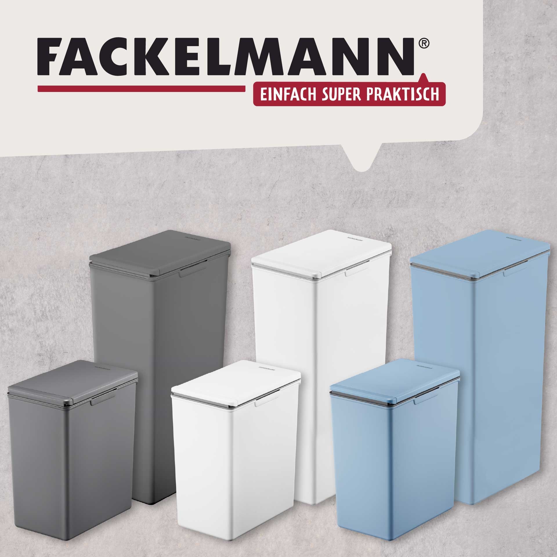 FACKELMANN Mülleimer »OSLO, Touch Abfalleimer«, 1 Behälter, ideal als Mehrfachsammler, leicht & robust mit sanfter Touch-Öffnung