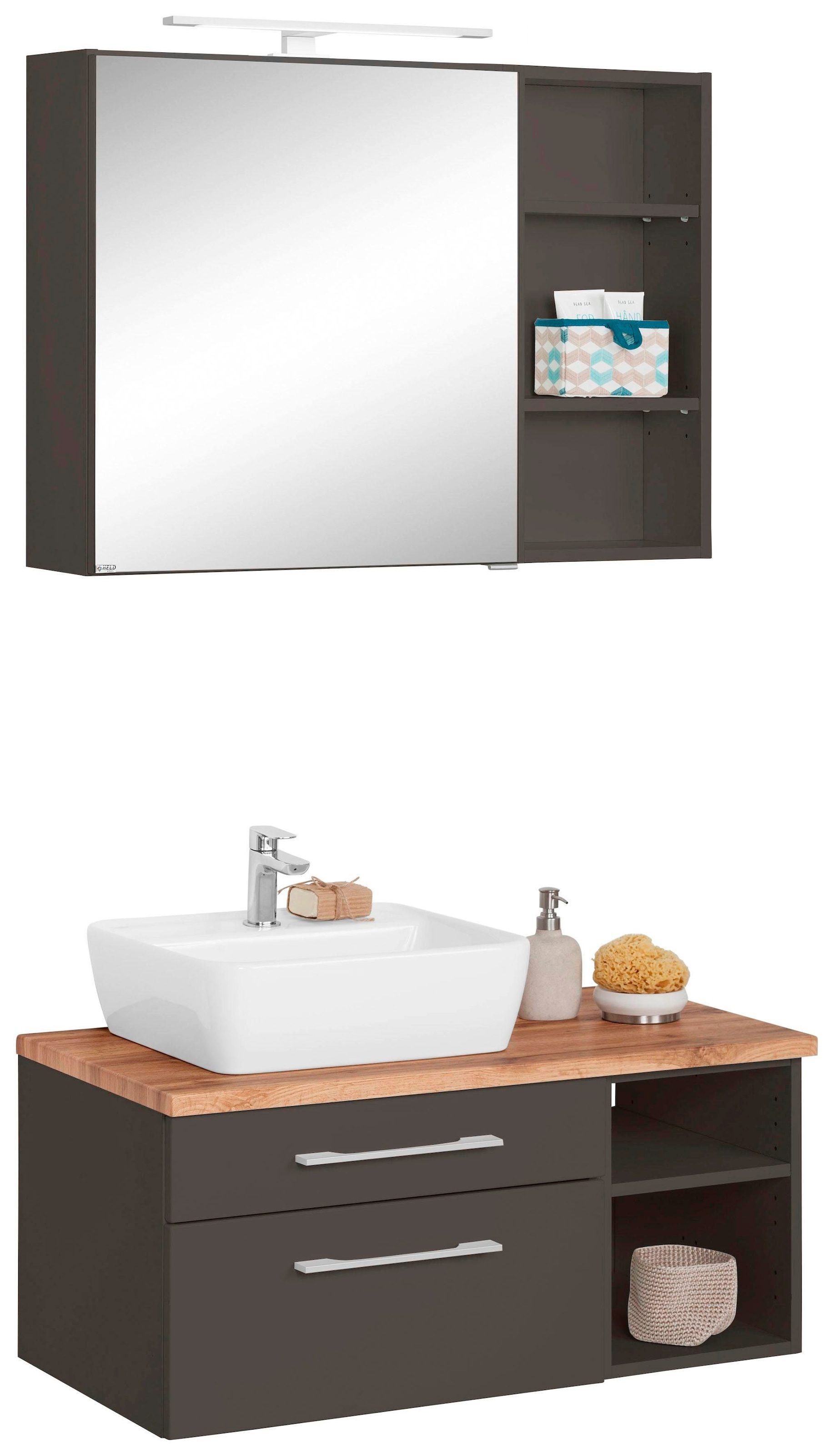 welltime Badmöbel-Set »Davos«, (3 St.), Spiegelschrank, Regal und Waschtisch