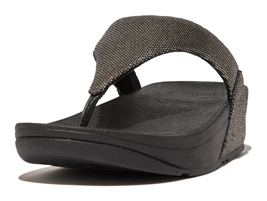 Fitflop Zehentrenner »LULU GLITZ«, Keilabsatz, Sommerschuh, Microwobbleboard - komfortables Fußbett
