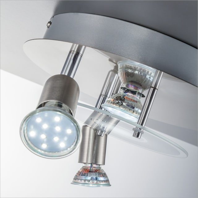 B.K.Licht LED Deckenstrahler, 4 flammig-flammig, LED Deckenleuchte, rund,  Metall, Glas, Strahler, GU10, inkl. 3W 250lm auf Rechnung kaufen