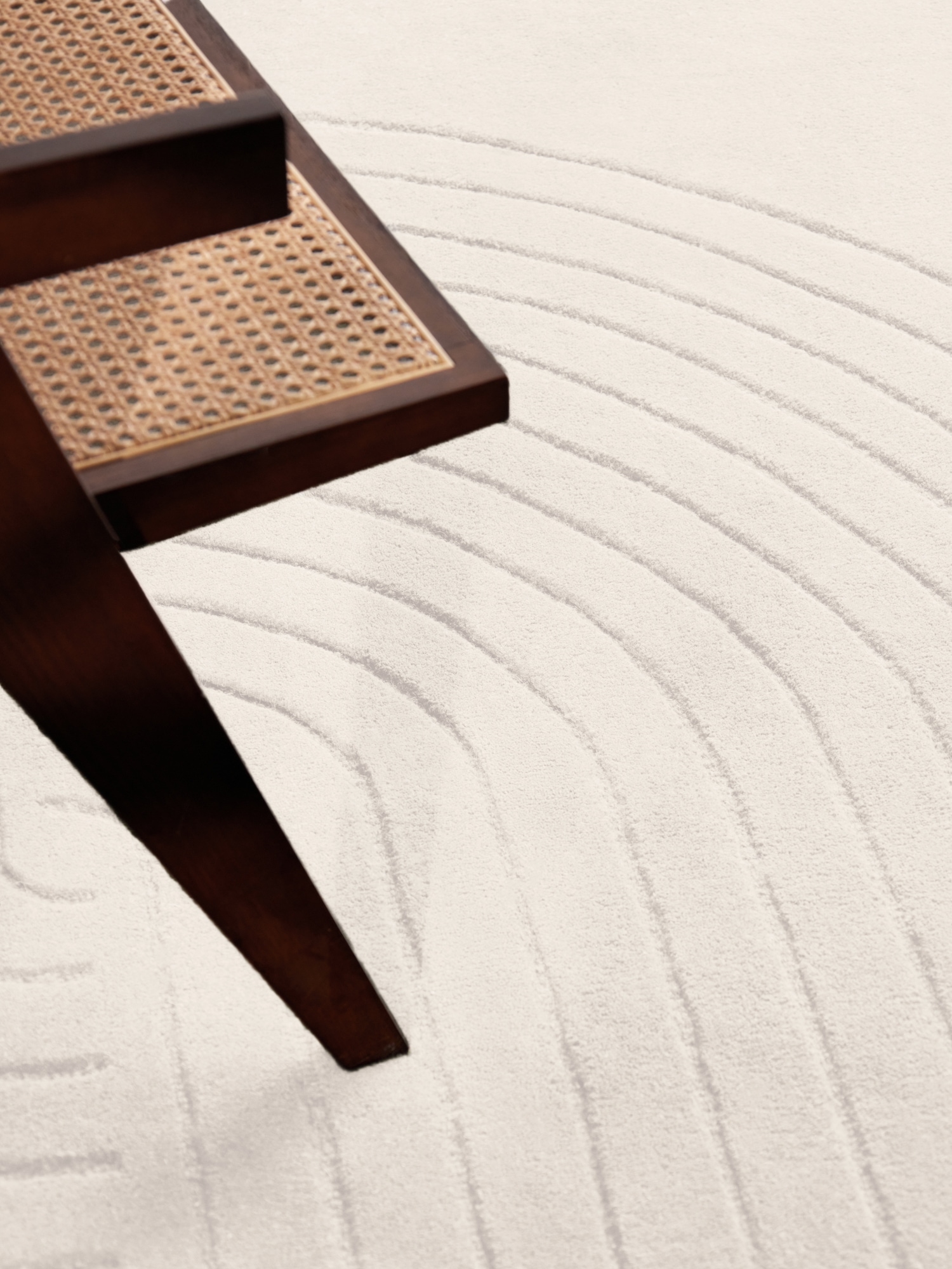 vikosa Wollteppich »Arcura« rechteckig 15 mm Höhe Wolle Handgemacht, Hoch-Tief-Effekt, Geometrisches Linien Wellendesign