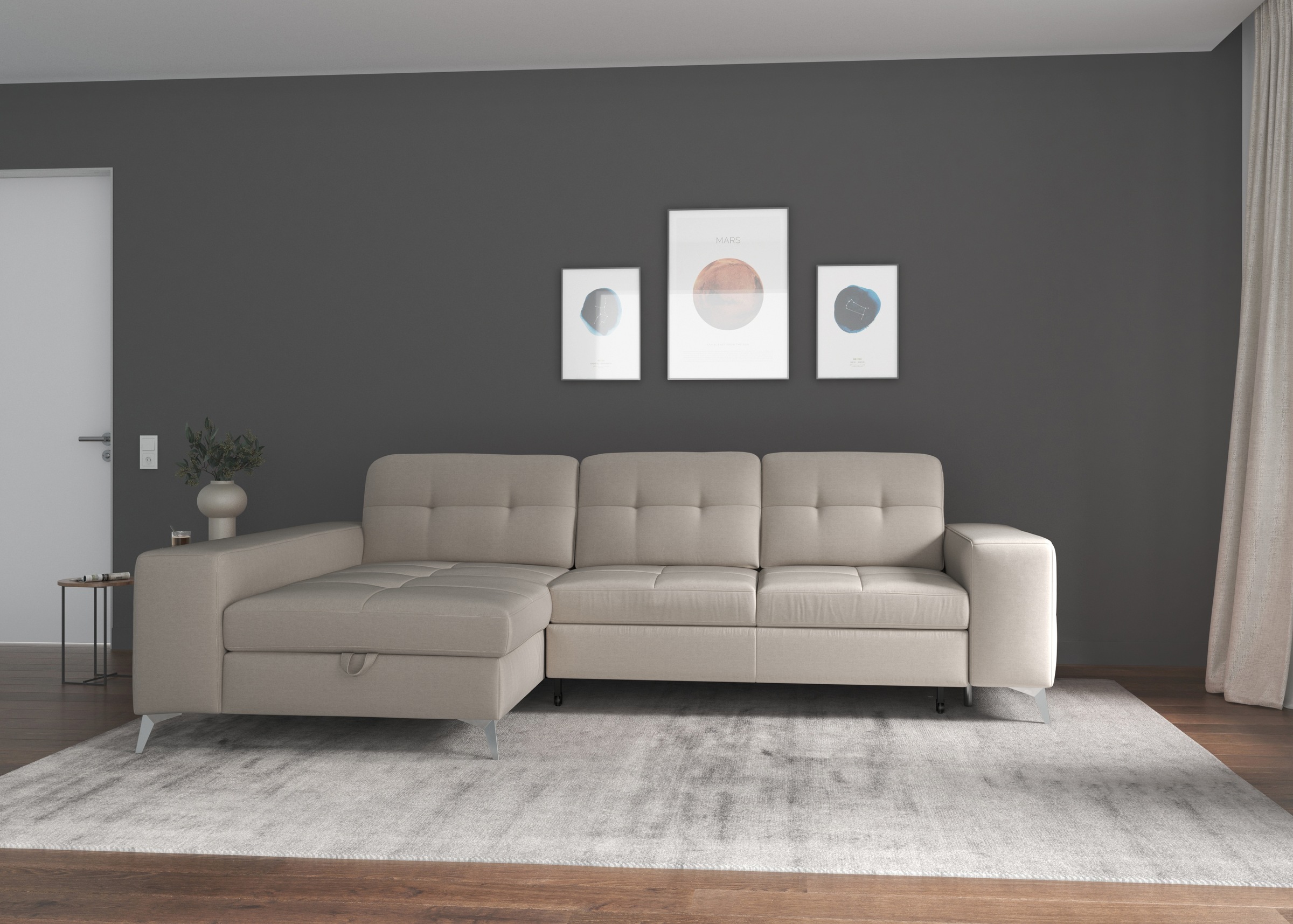 sit&more Ecksofa »Baviene L-Form«, inklusive Sitztiefenverstellung und Federkern, wahlweise Bettfunktion